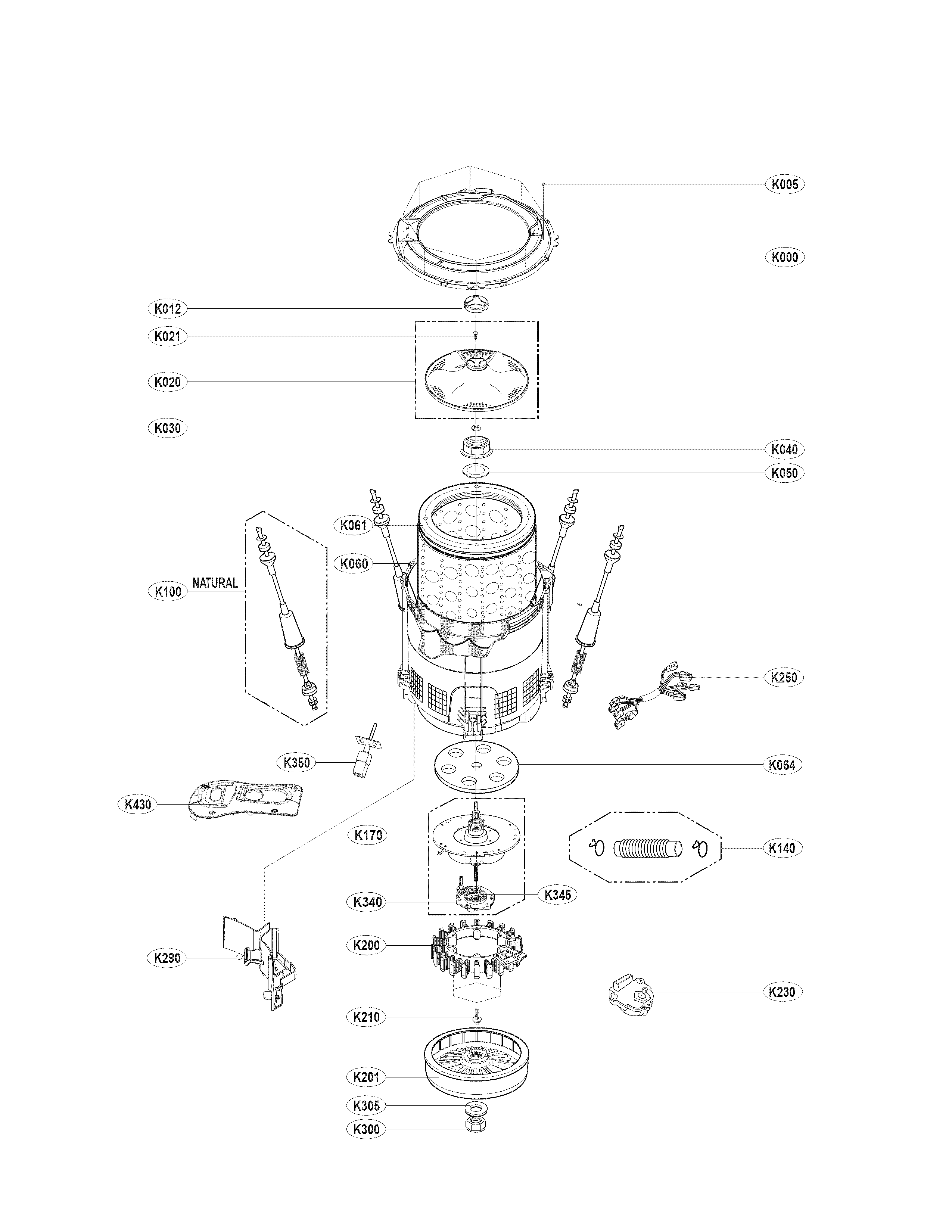LG WT1101CW/00 tub parts diagram