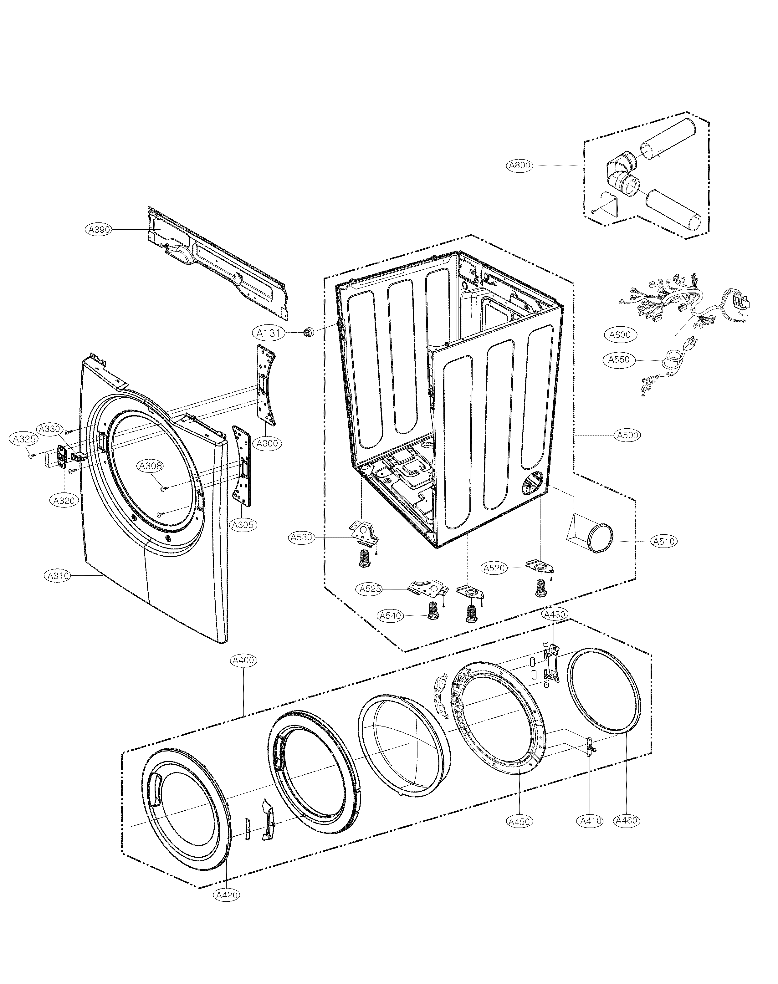 Kenmore 79691172210 cabinet and door parts diagram