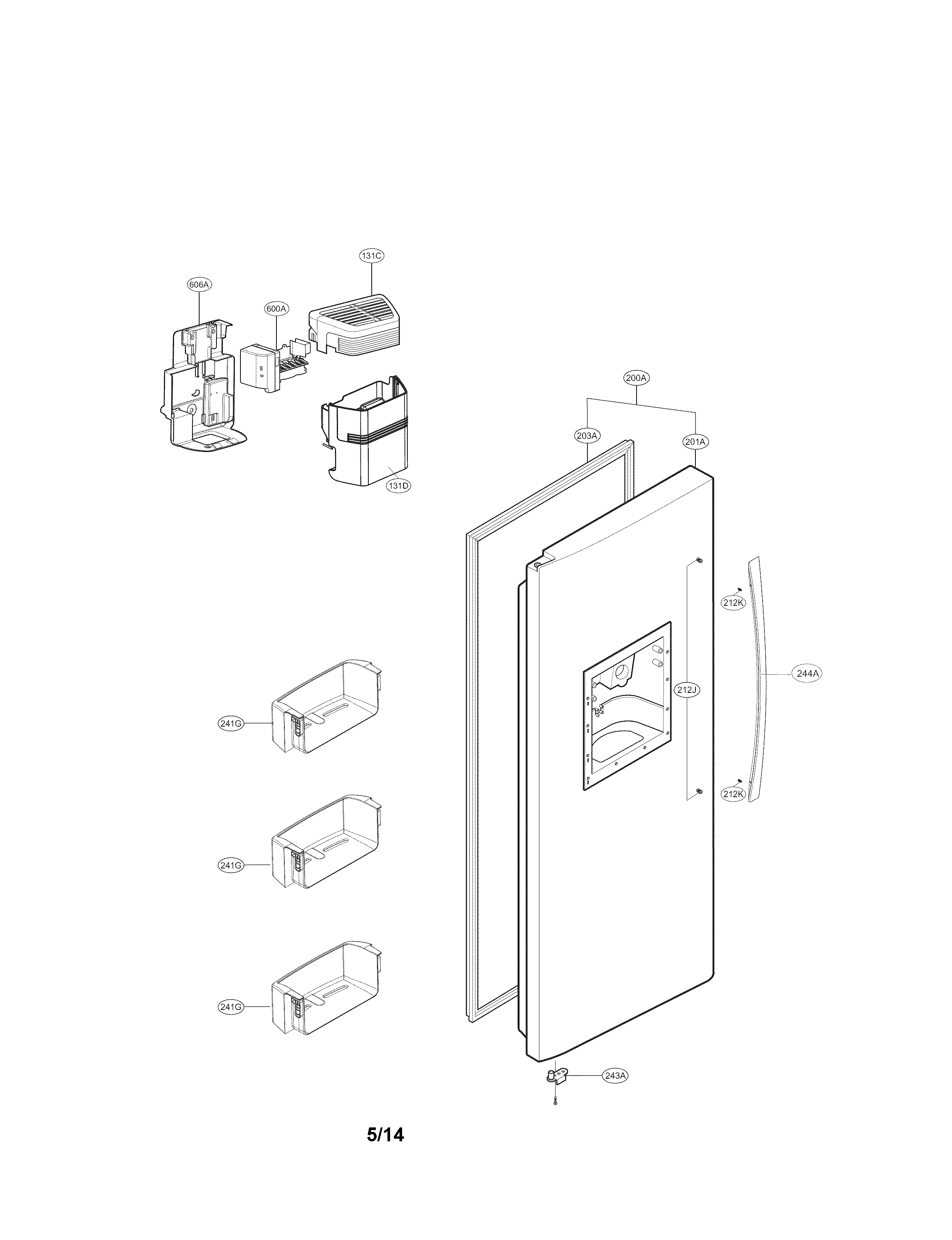 Kenmore Elite 79551379012 freezer door parts diagram