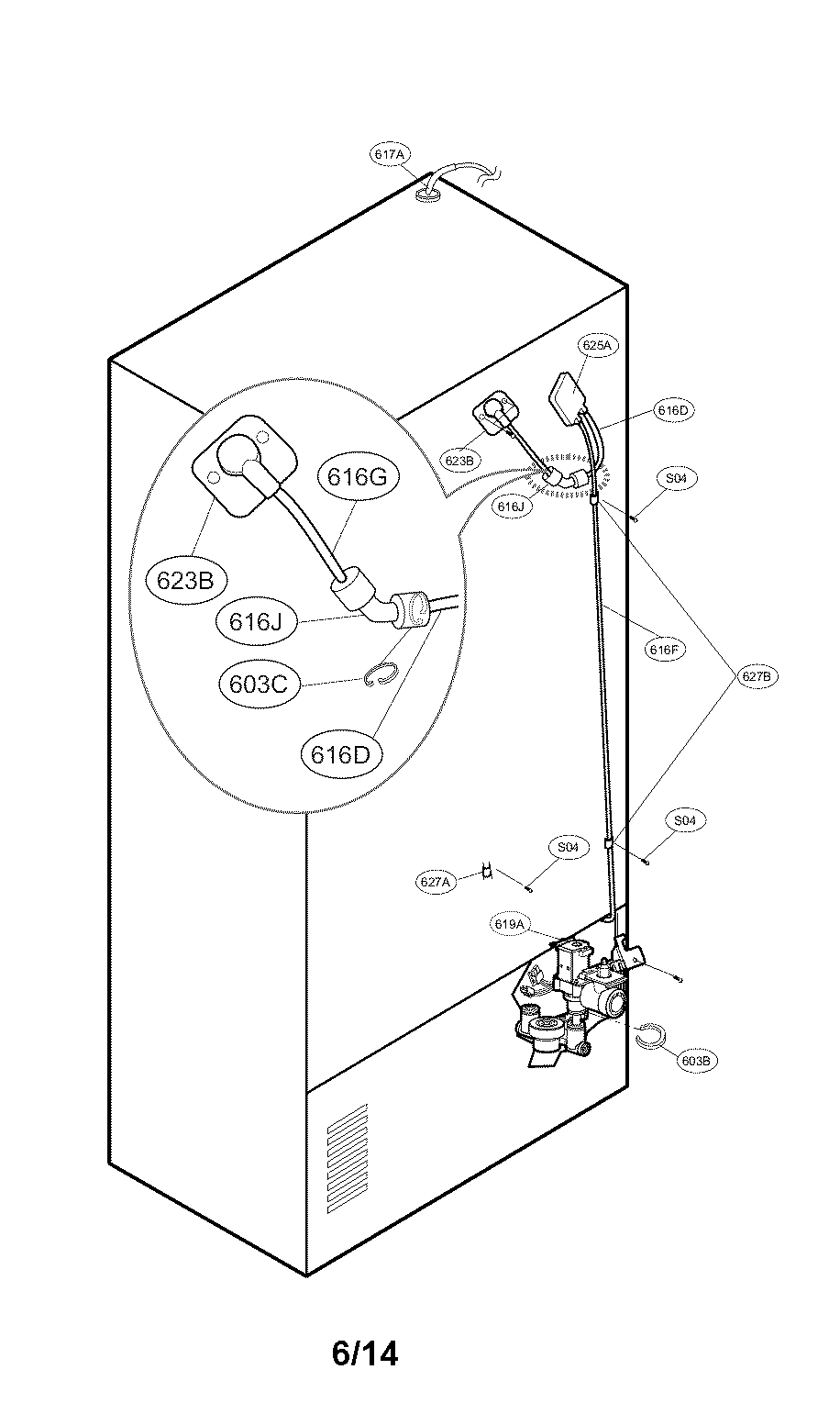 Kenmore Elite 79572053111 water and tube parts diagram