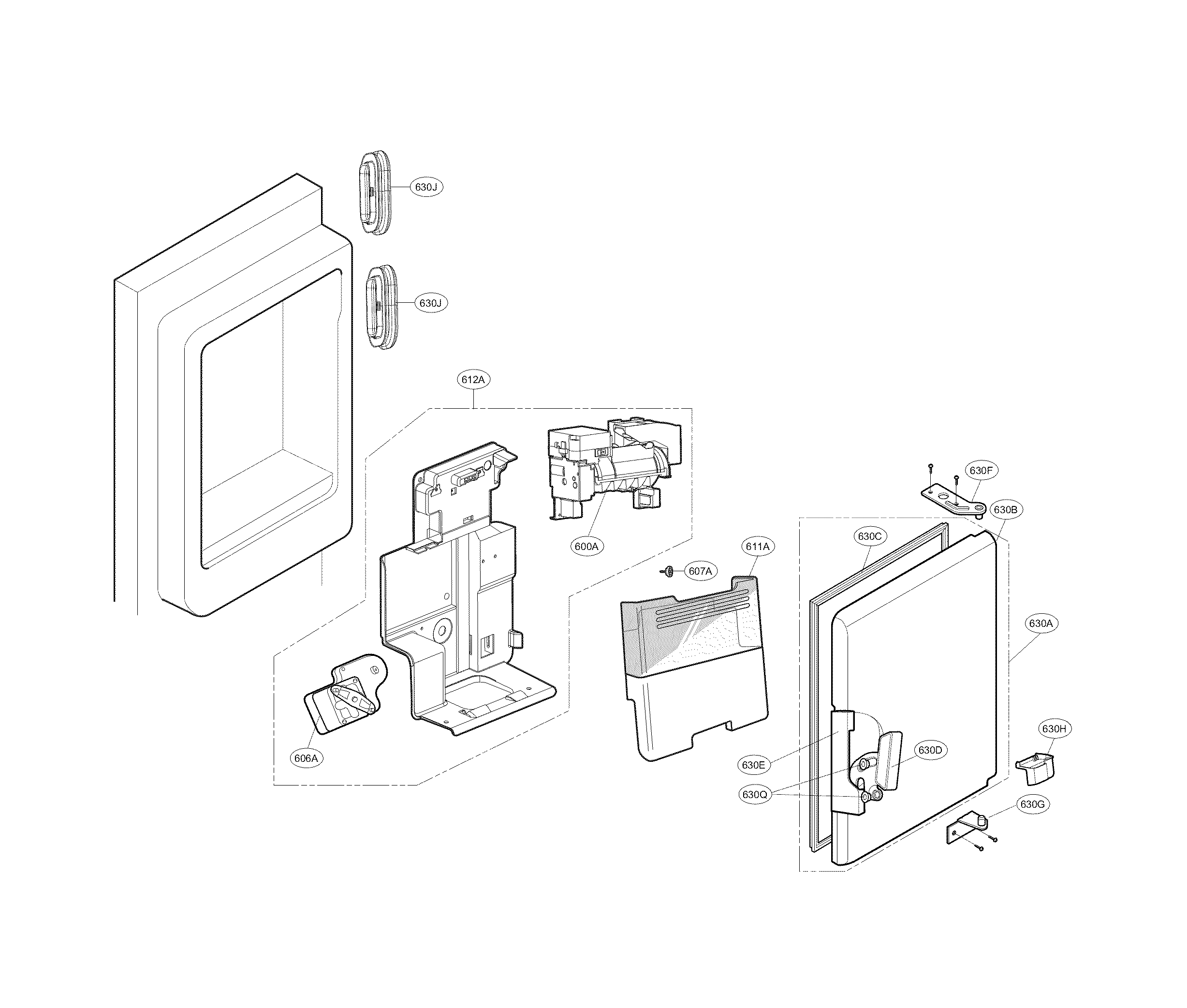 Kenmore Elite 79572053111 ice maker and ice bin parts diagram