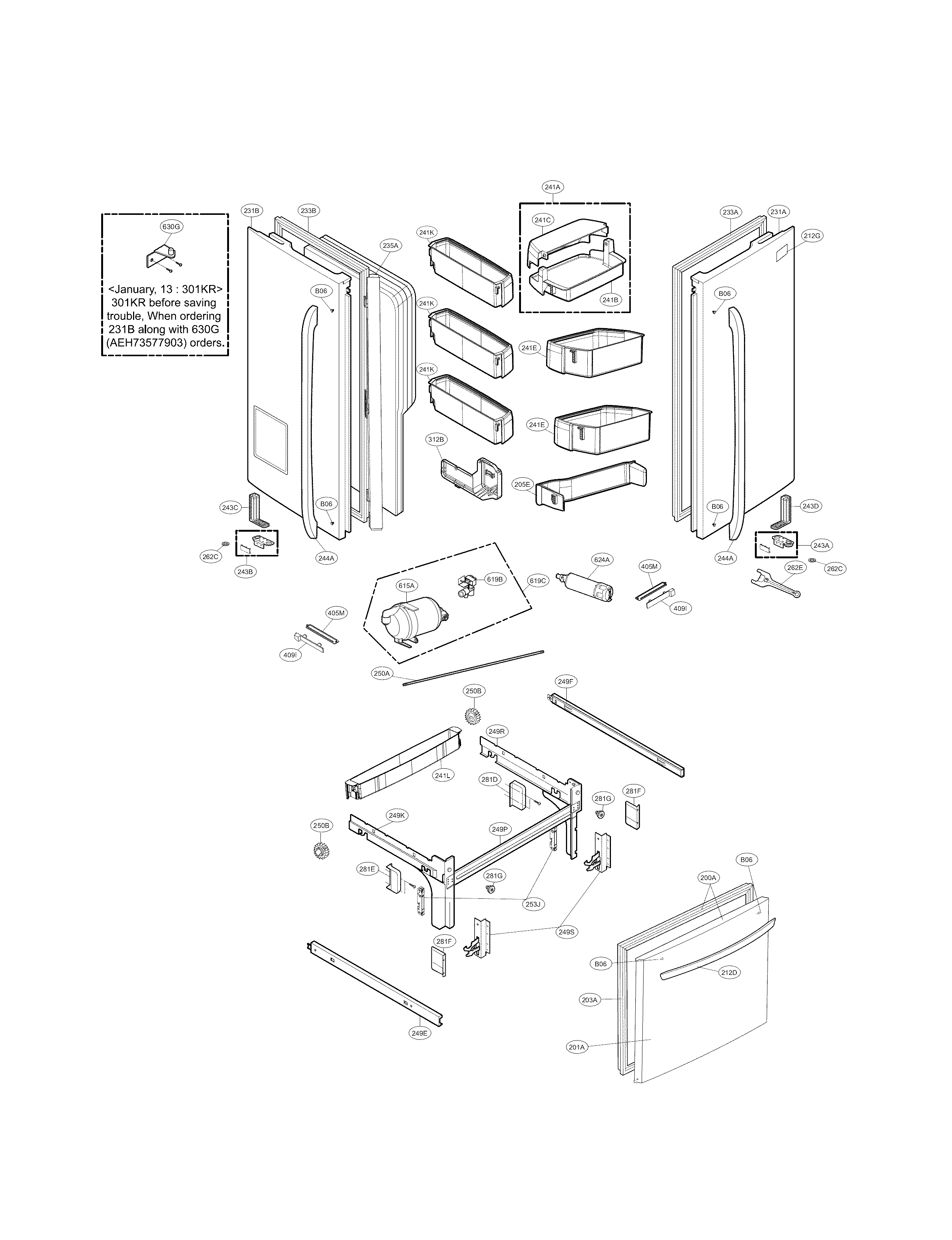 Kenmore Elite 79572053112 door parts diagram