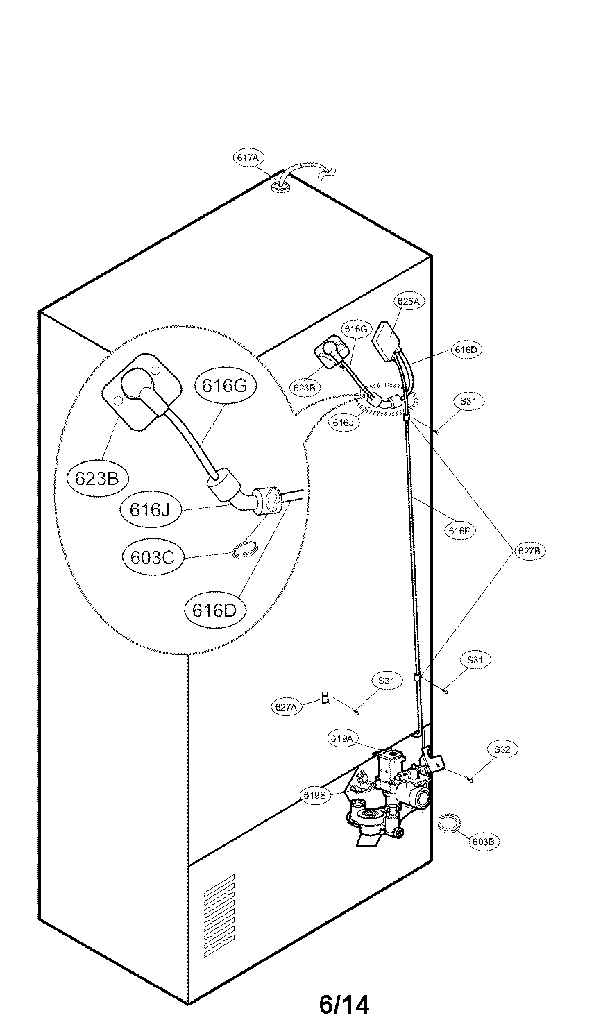 Kenmore Elite 79571032010 water and tube parts diagram