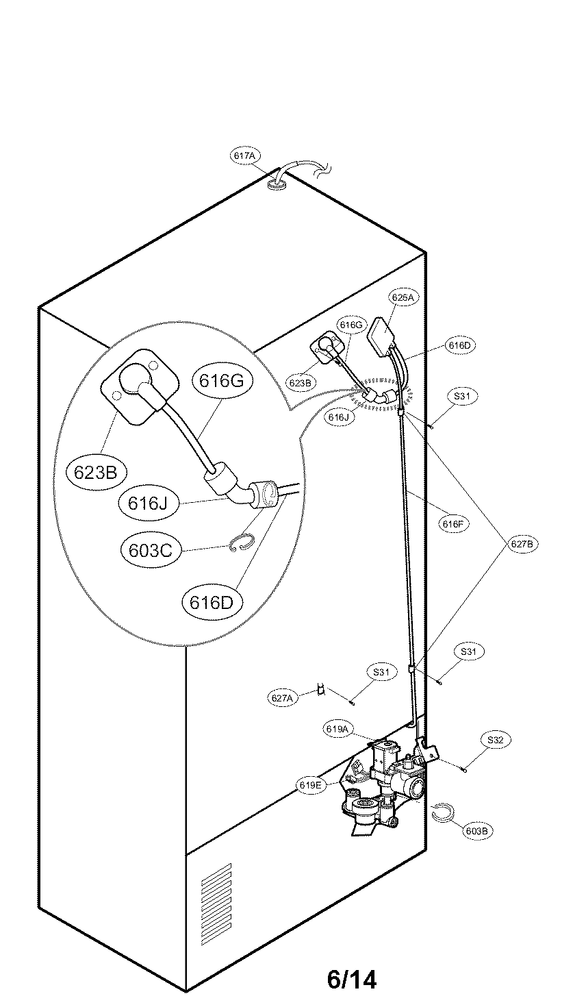 Kenmore Elite 79571039010 water and tube parts diagram