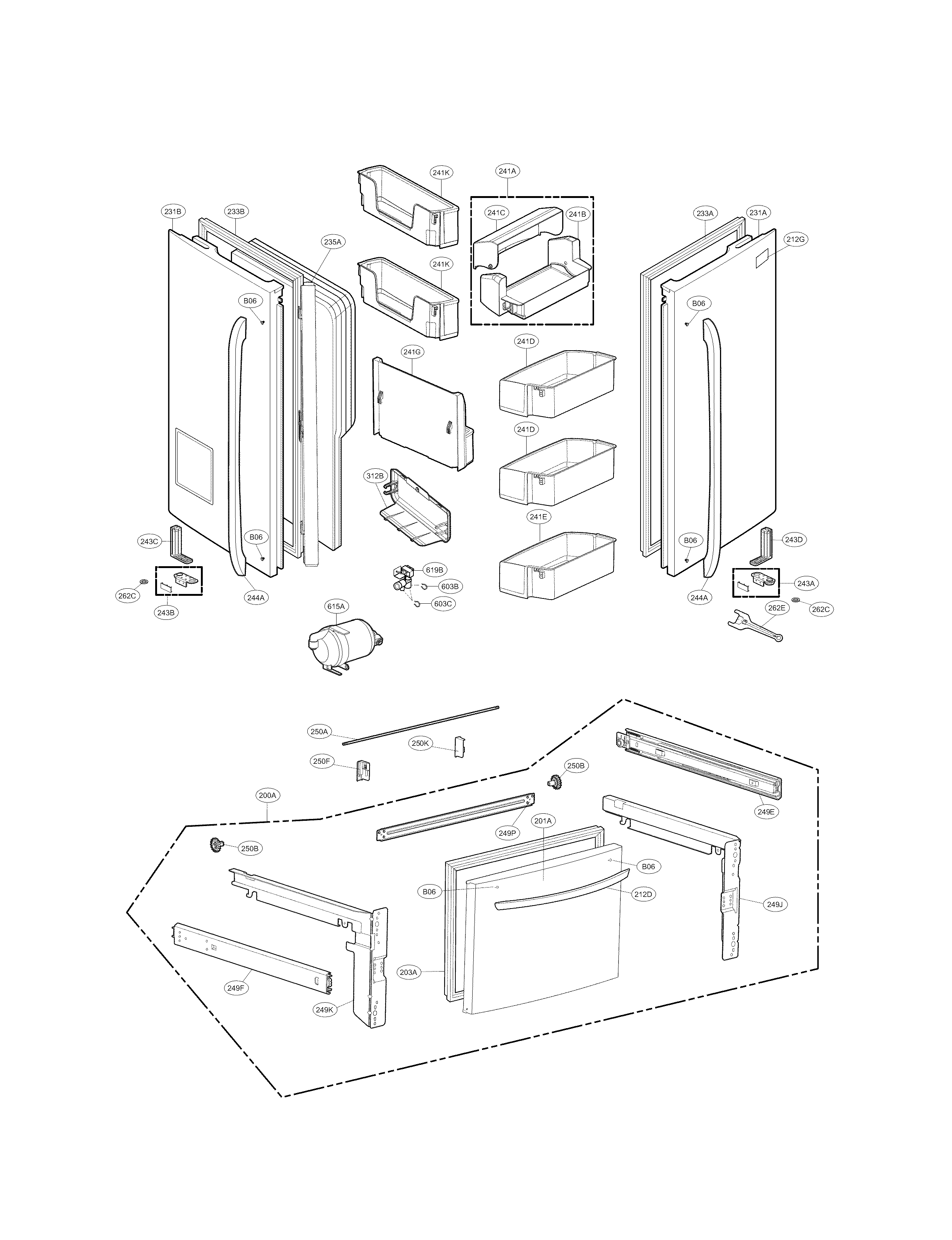 Kenmore Elite 79571039010 door parts diagram