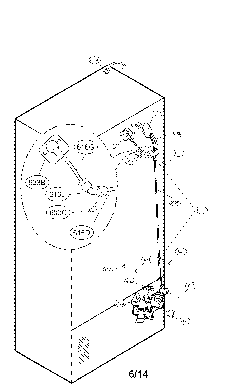 Kenmore Elite 79571033011 water and tube parts diagram