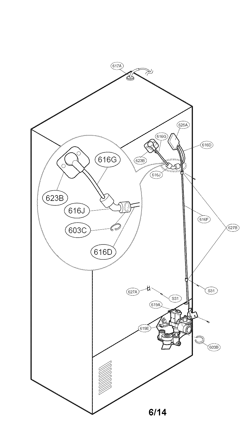 Kenmore Elite 79571053014 water and tube parts diagram