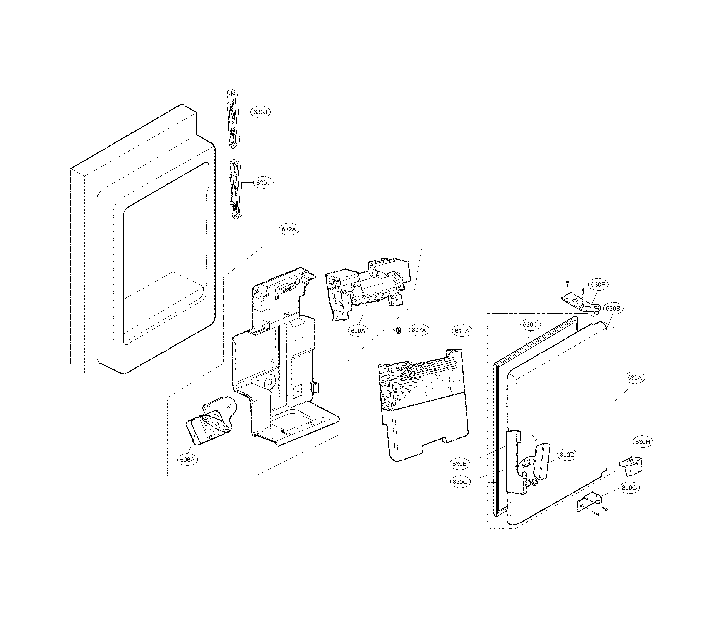 Kenmore Elite 79571053014 ice maker and ice bin parts diagram