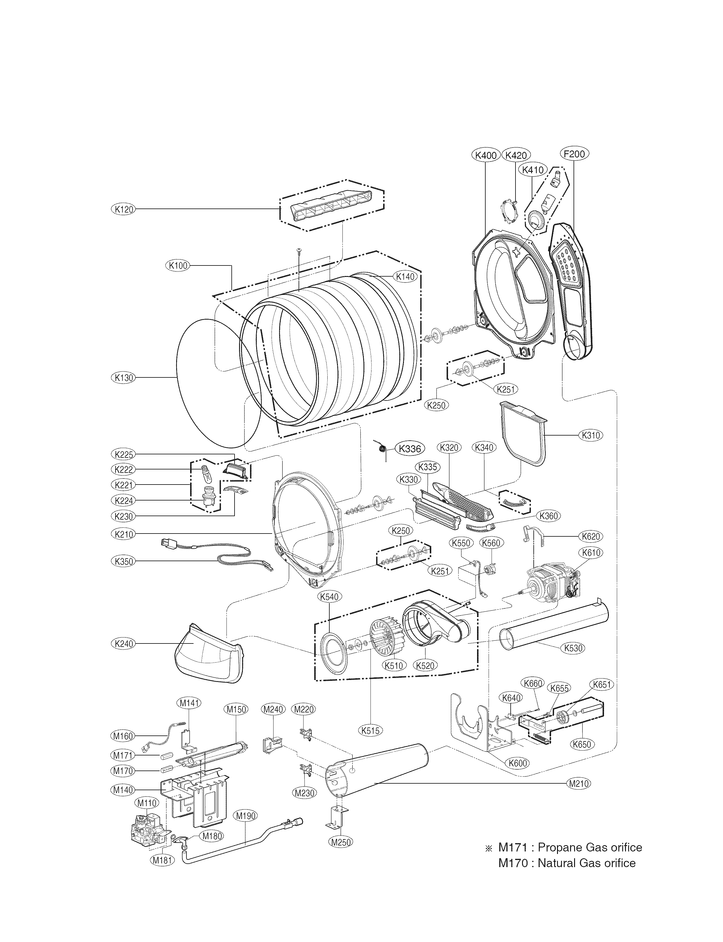 LG DLGX5681W drum and motor parts diagram