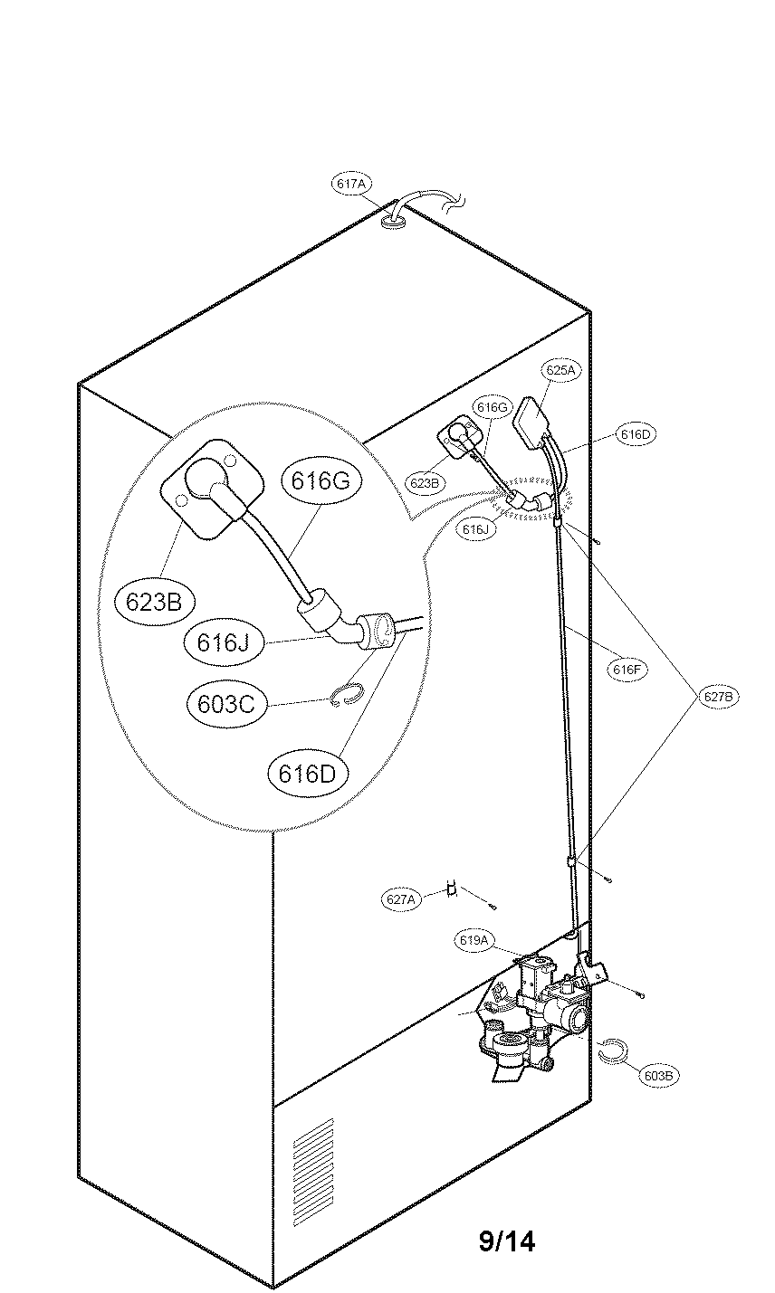 Kenmore 79573053410 valve and water tube parts diagram