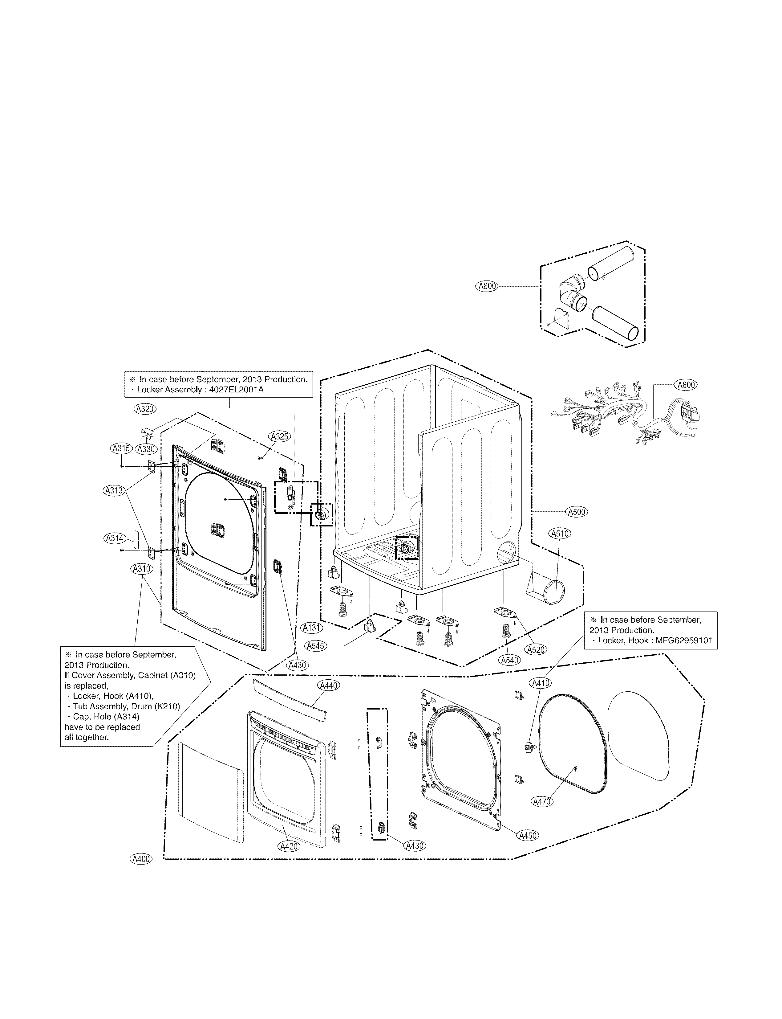 Kenmore Elite 79661423410 cabinet and door parts diagram