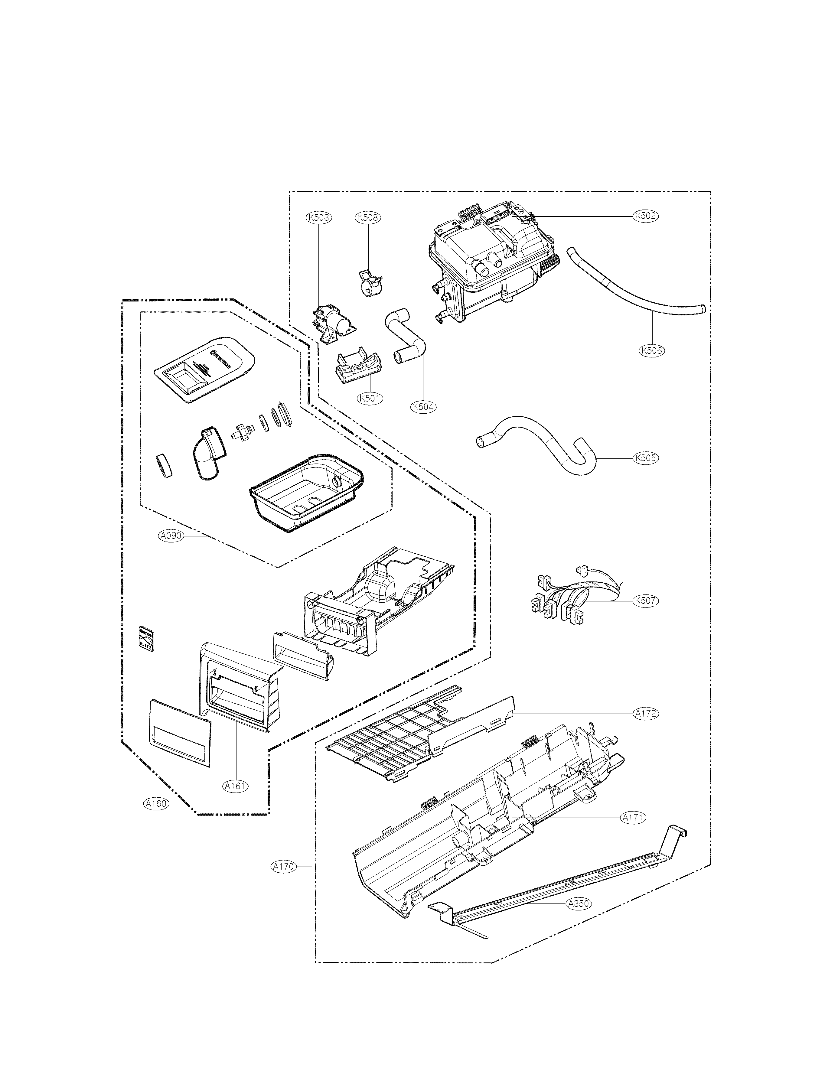Kenmore 79691583410 panel drawer assembly parts diagram