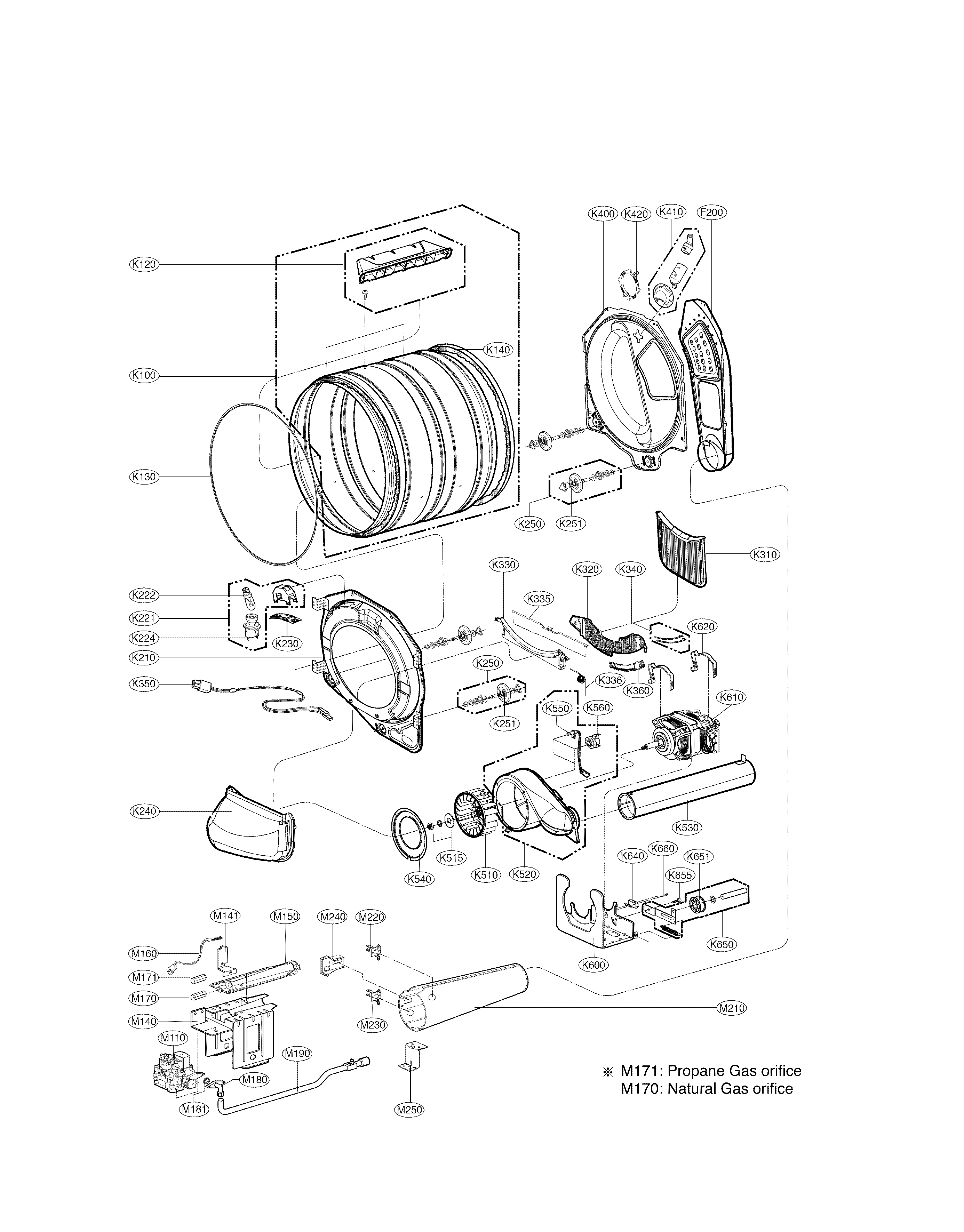 Kenmore 79691583410 drum and motor parts diagram