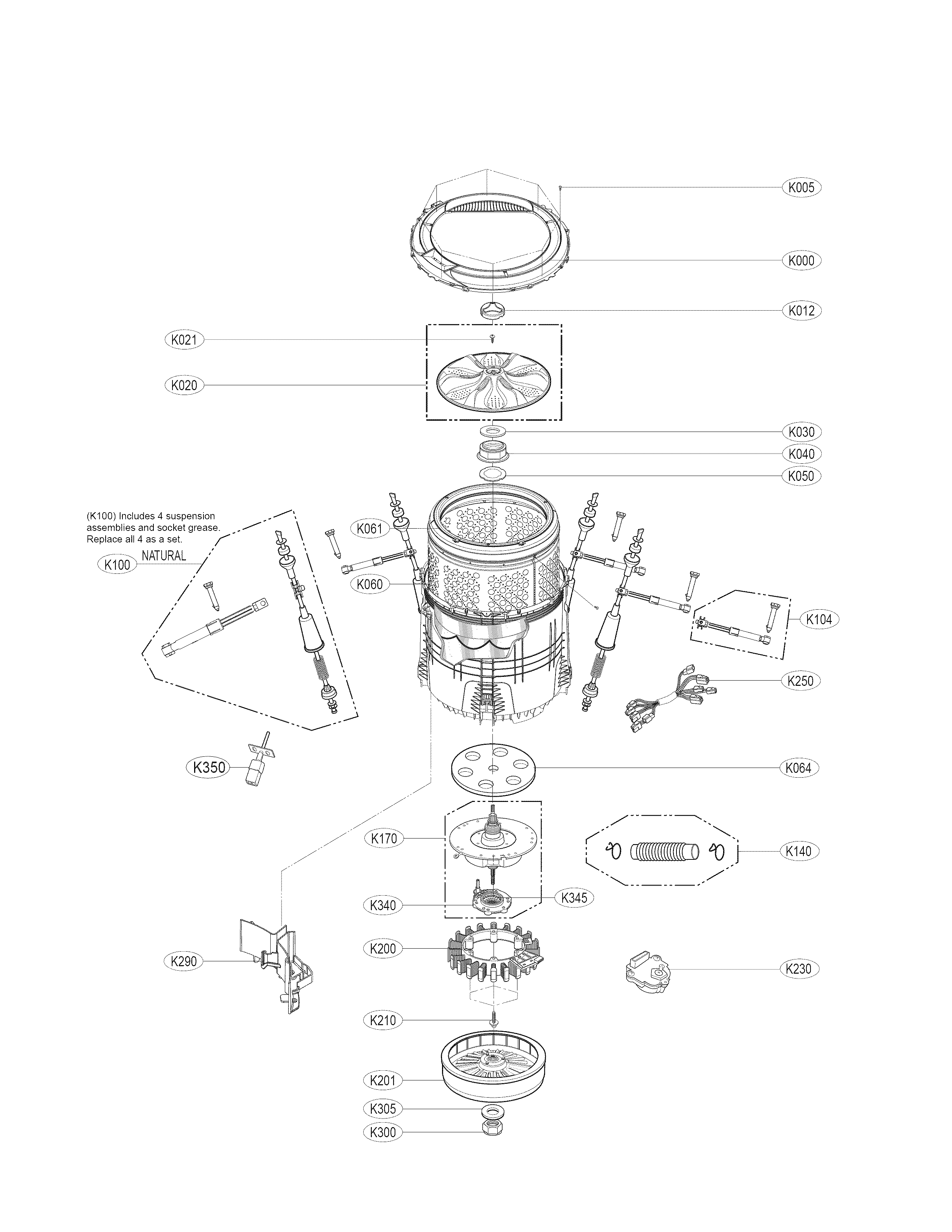 Kenmore Elite 79631412410 drum and motor parts diagram