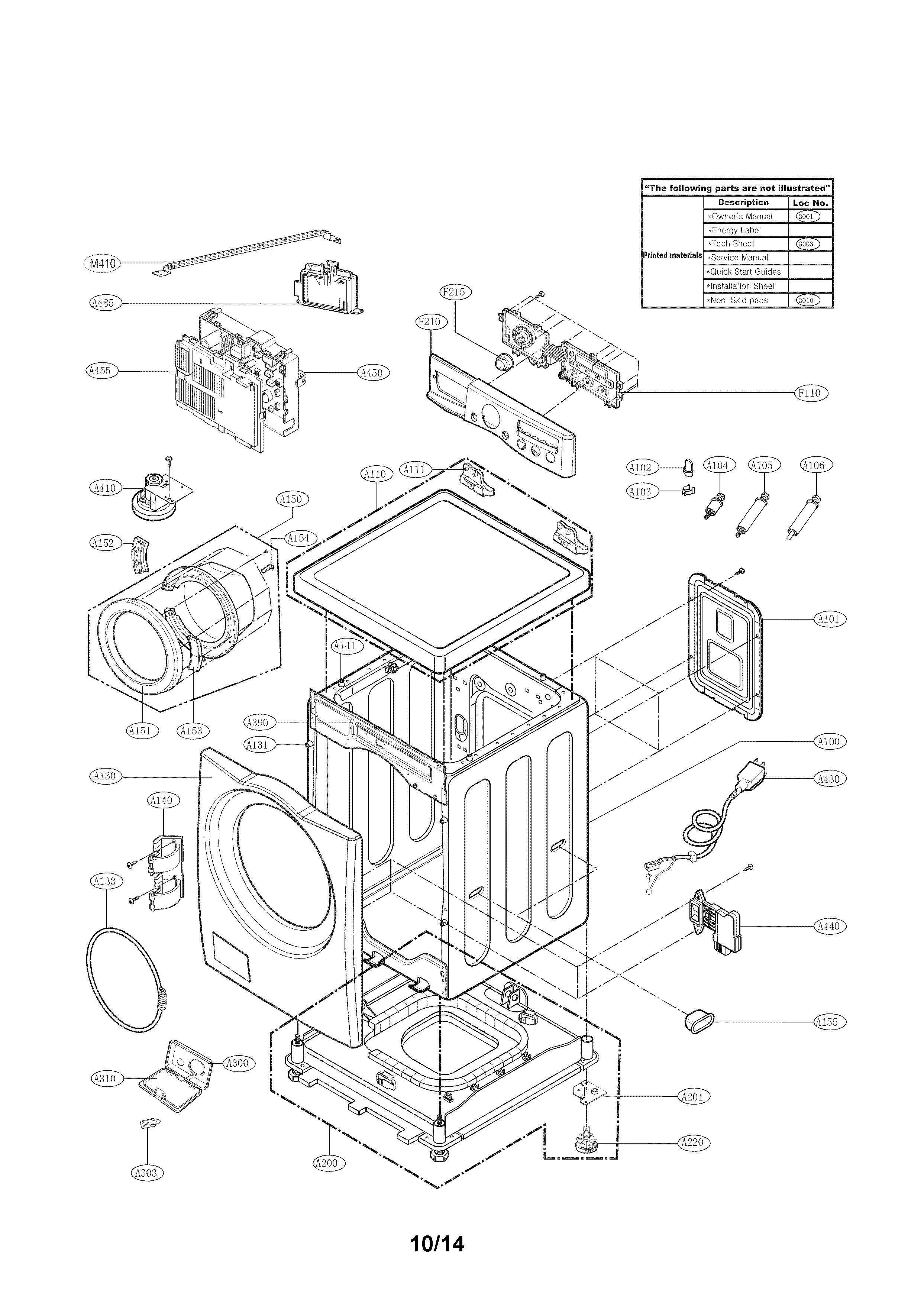 Kenmore 79641382410 cabinet and control panel parts diagram