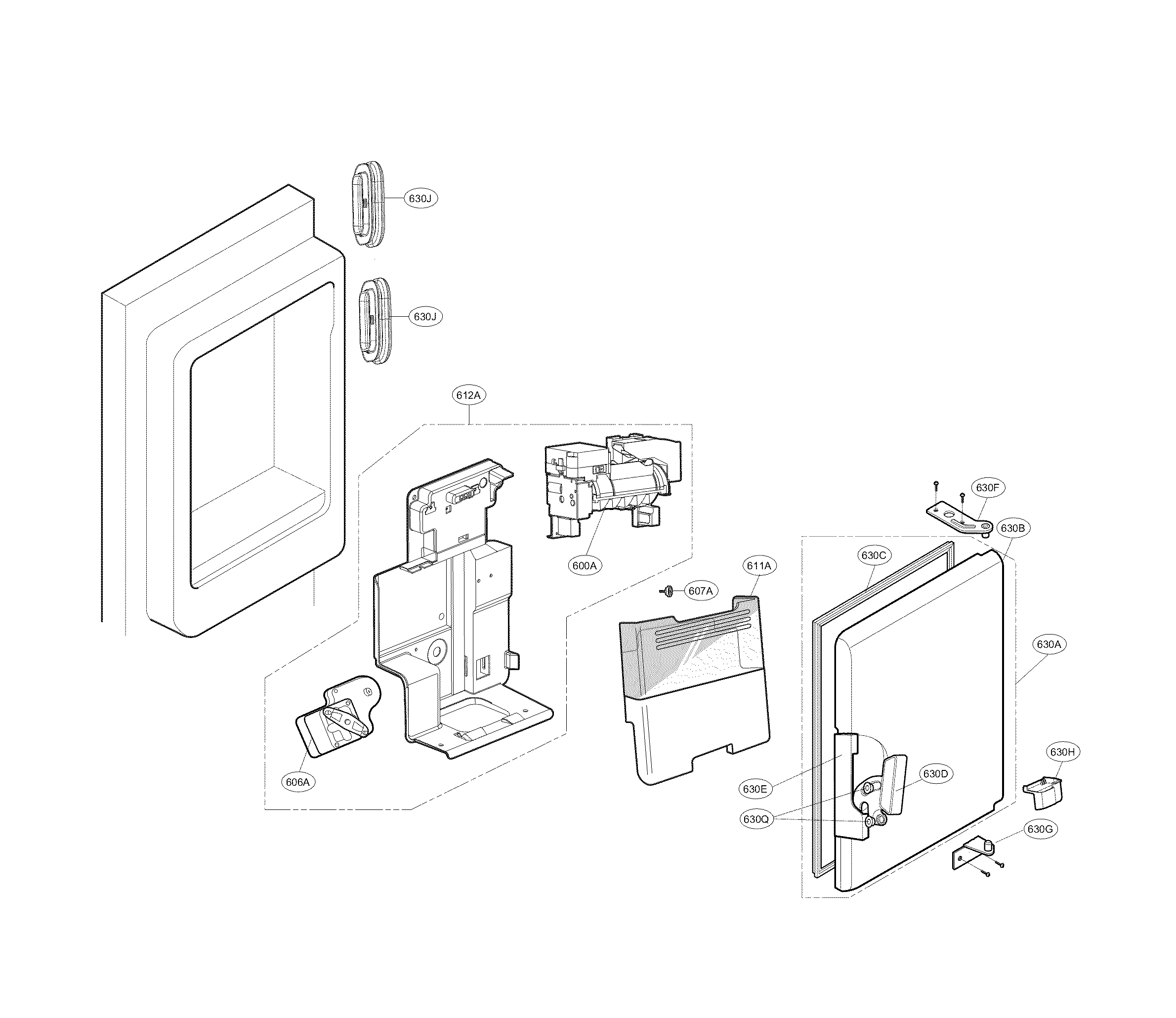 Kenmore Elite 79572053118 ice maker and ice bank part diagram