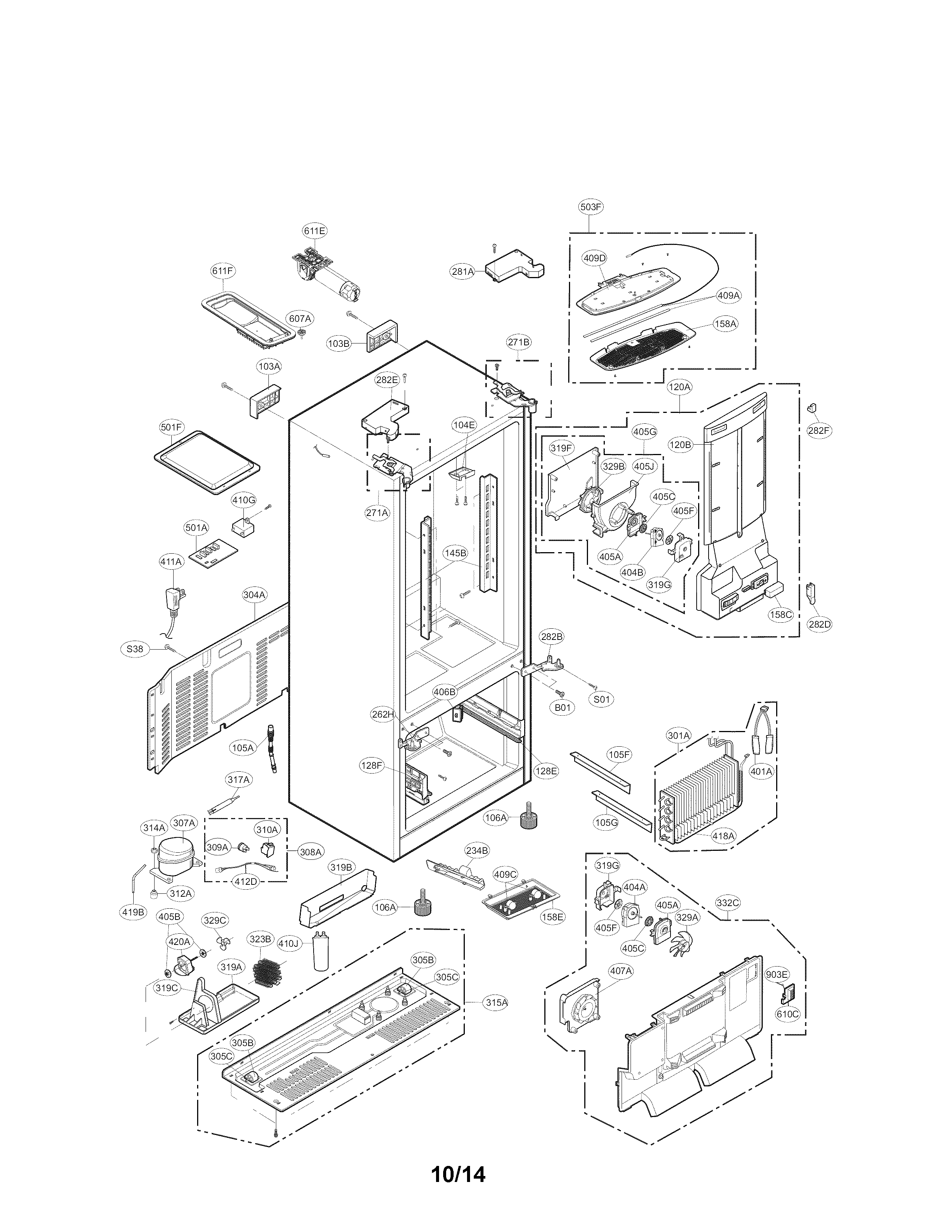 Kenmore Elite 79573139410 case parts diagram