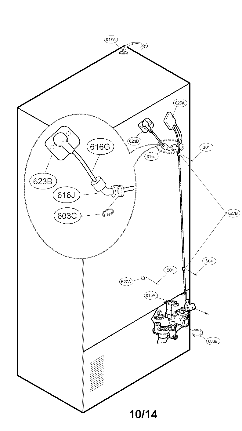Kenmore Elite 79574023410 value and water tube parts diagram