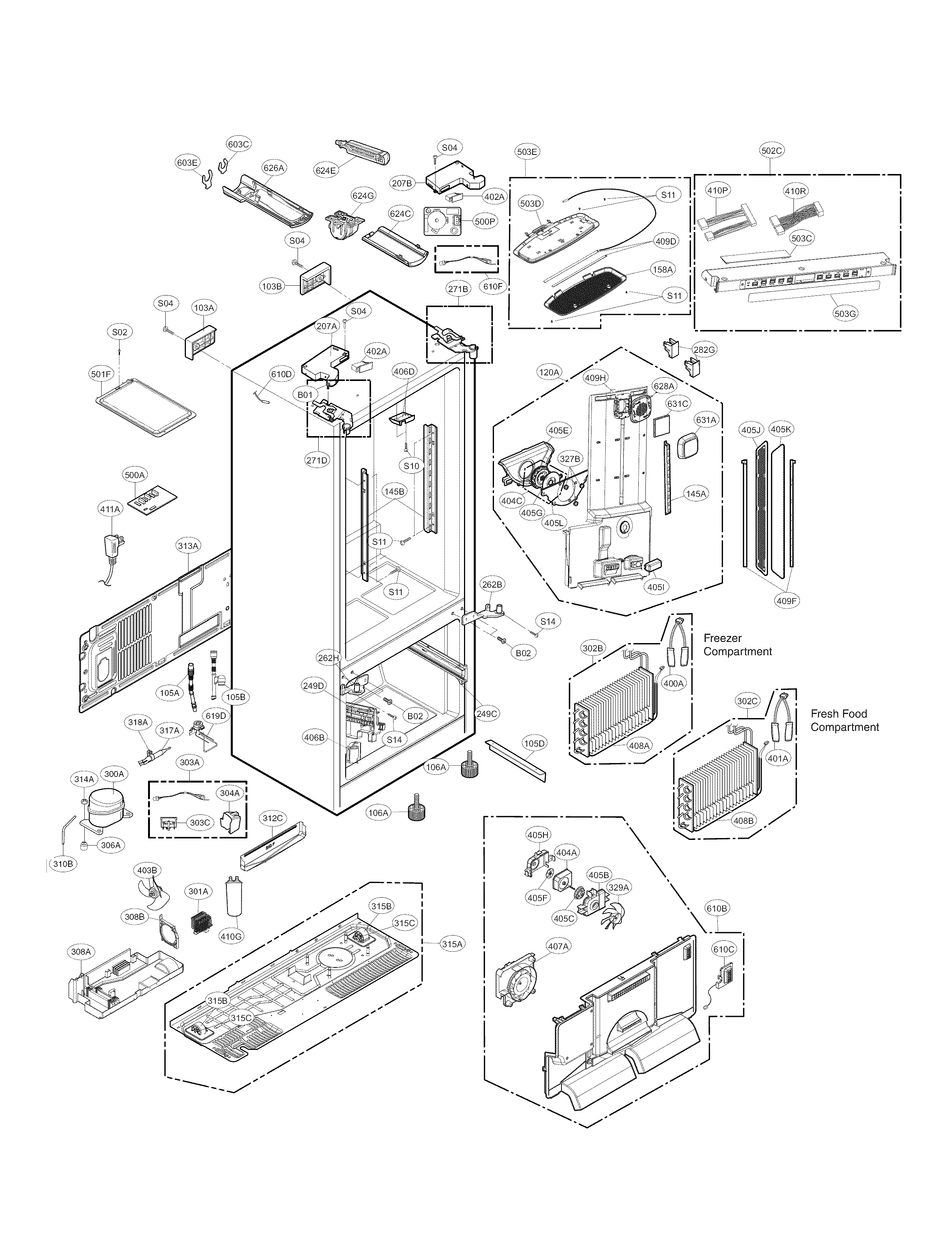 Kenmore Elite 79574023410 case parts diagram