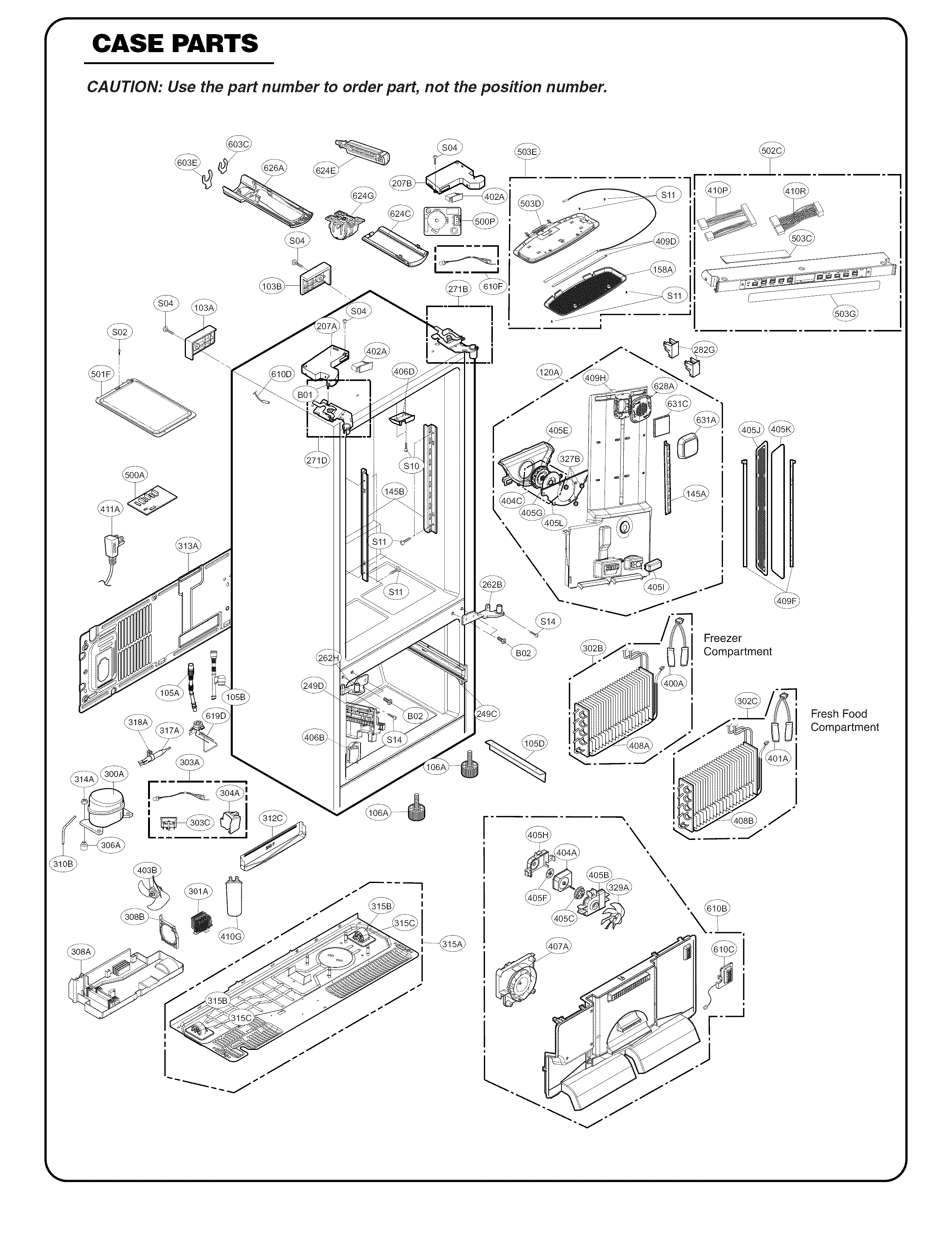 Kenmore Elite 79574025410 case parts diagram