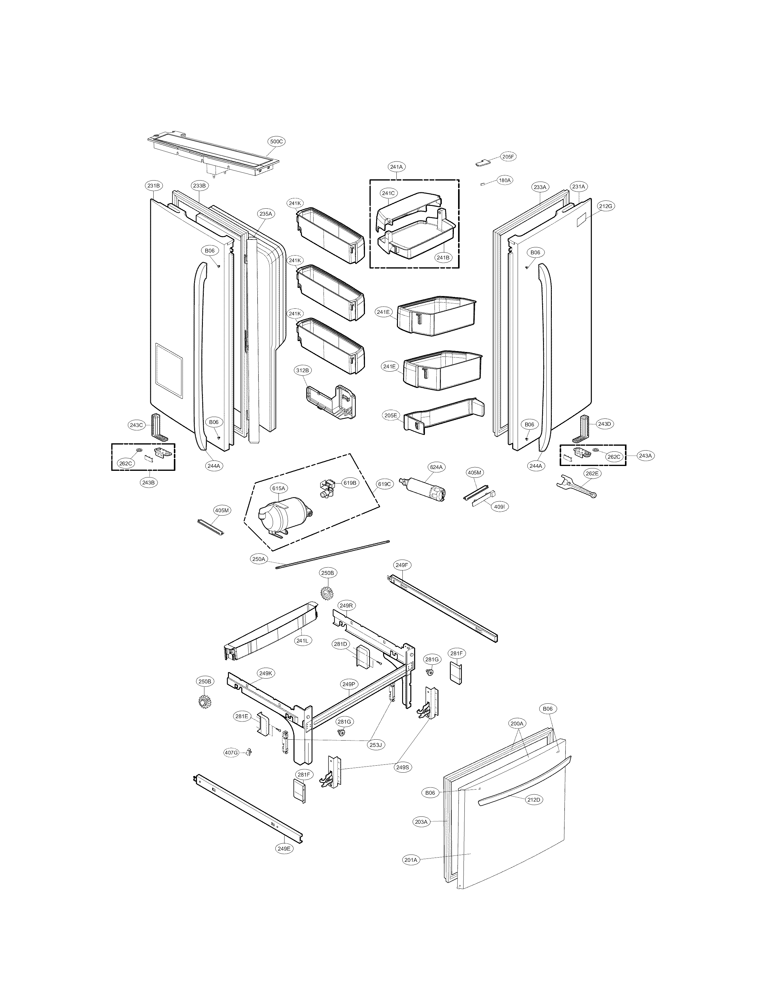 Kenmore Elite 79574025410 door parts diagram