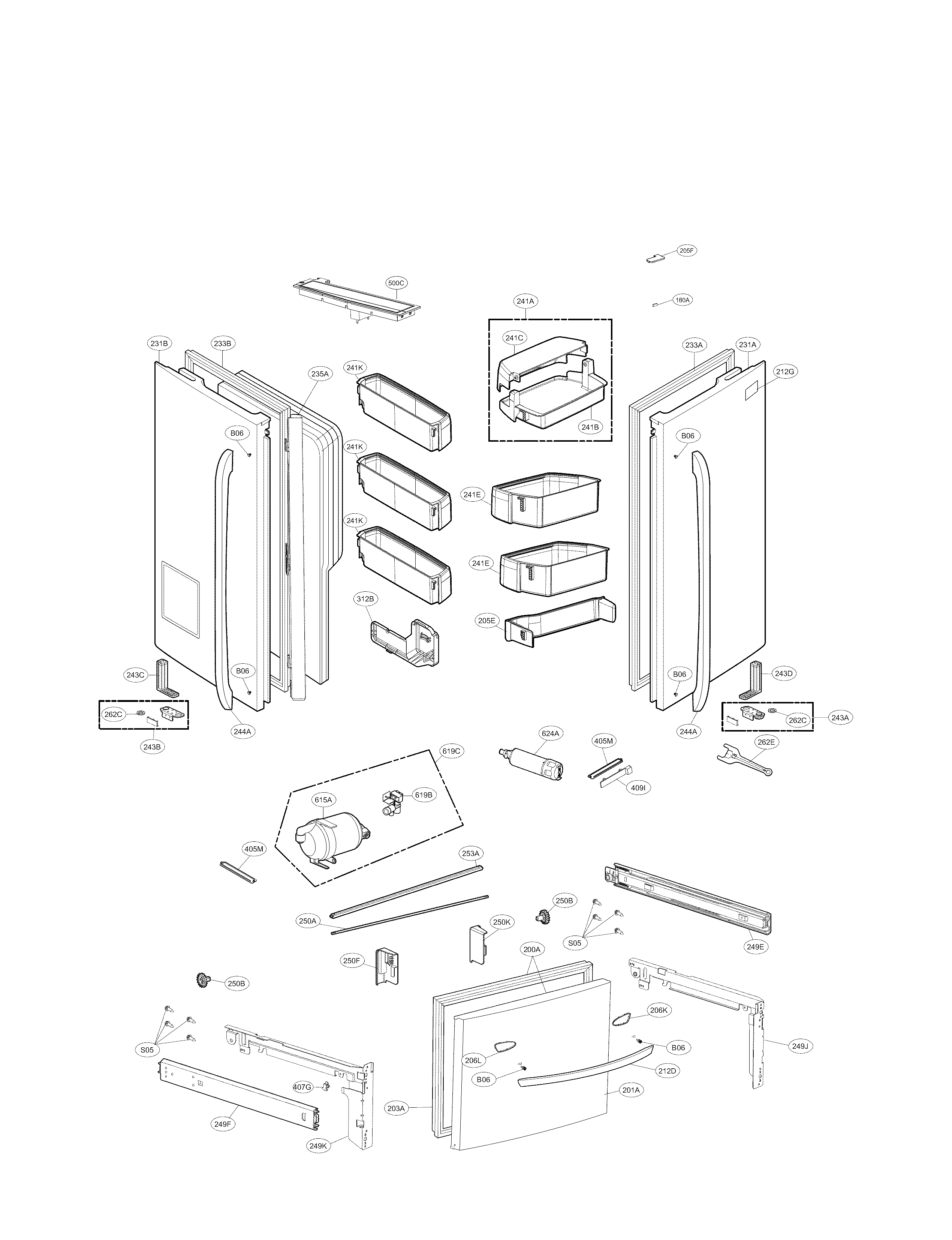 LG LFXC24726S/00 door parts diagram
