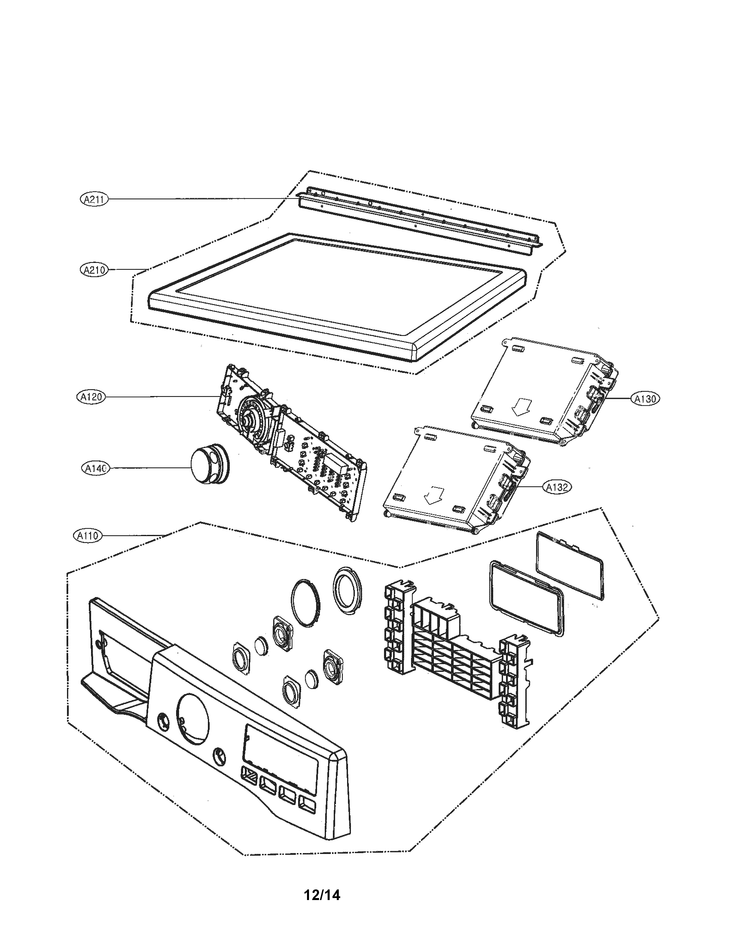 LG DLHX4072W control panel parts diagram