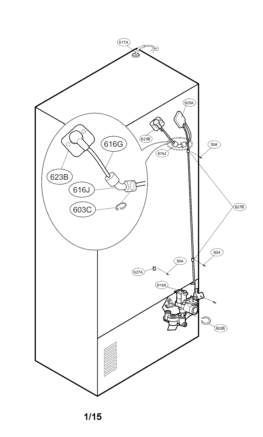 Kenmore Elite 79574043410 water and tube parts diagram