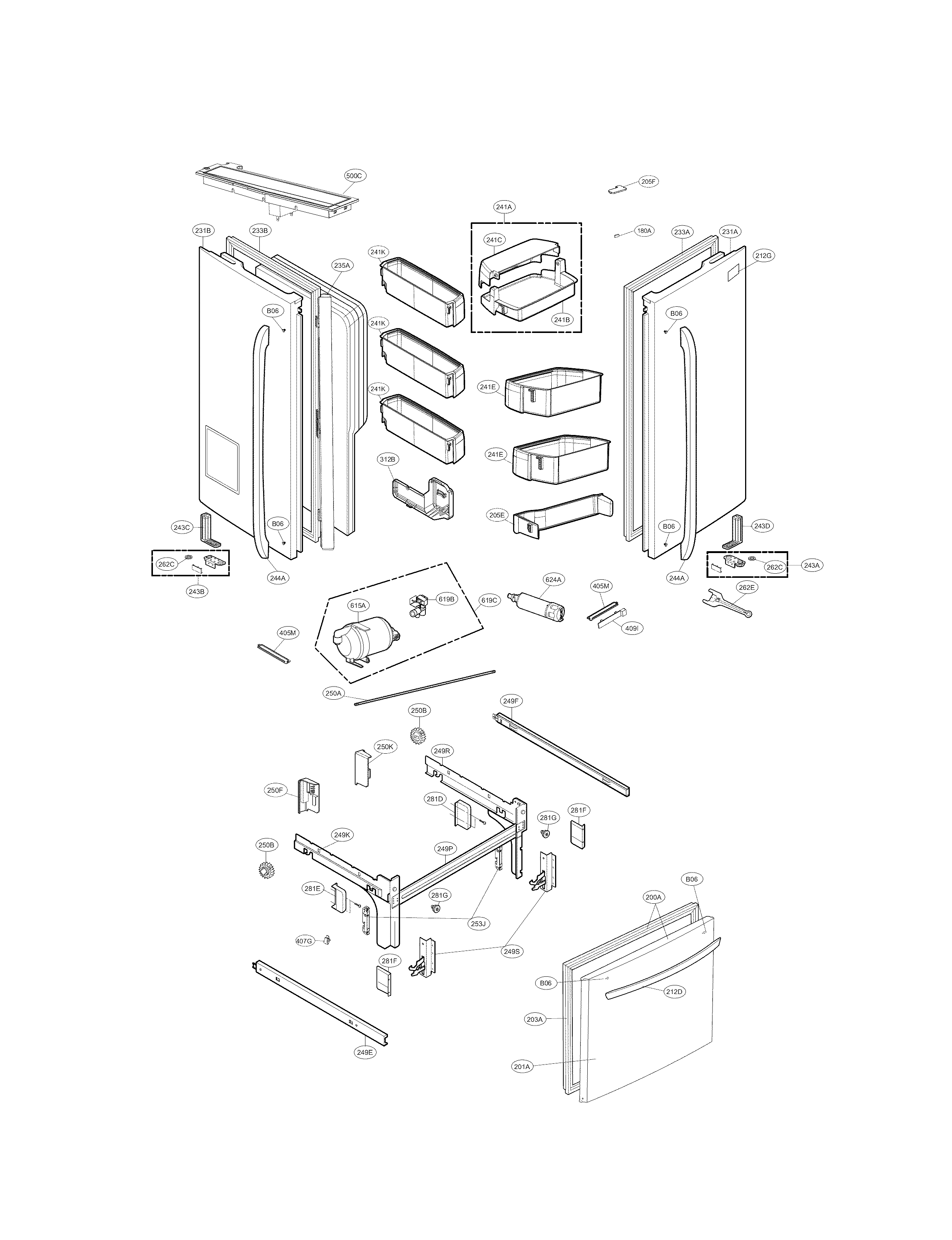 Kenmore Elite 79574093410 door parts diagram