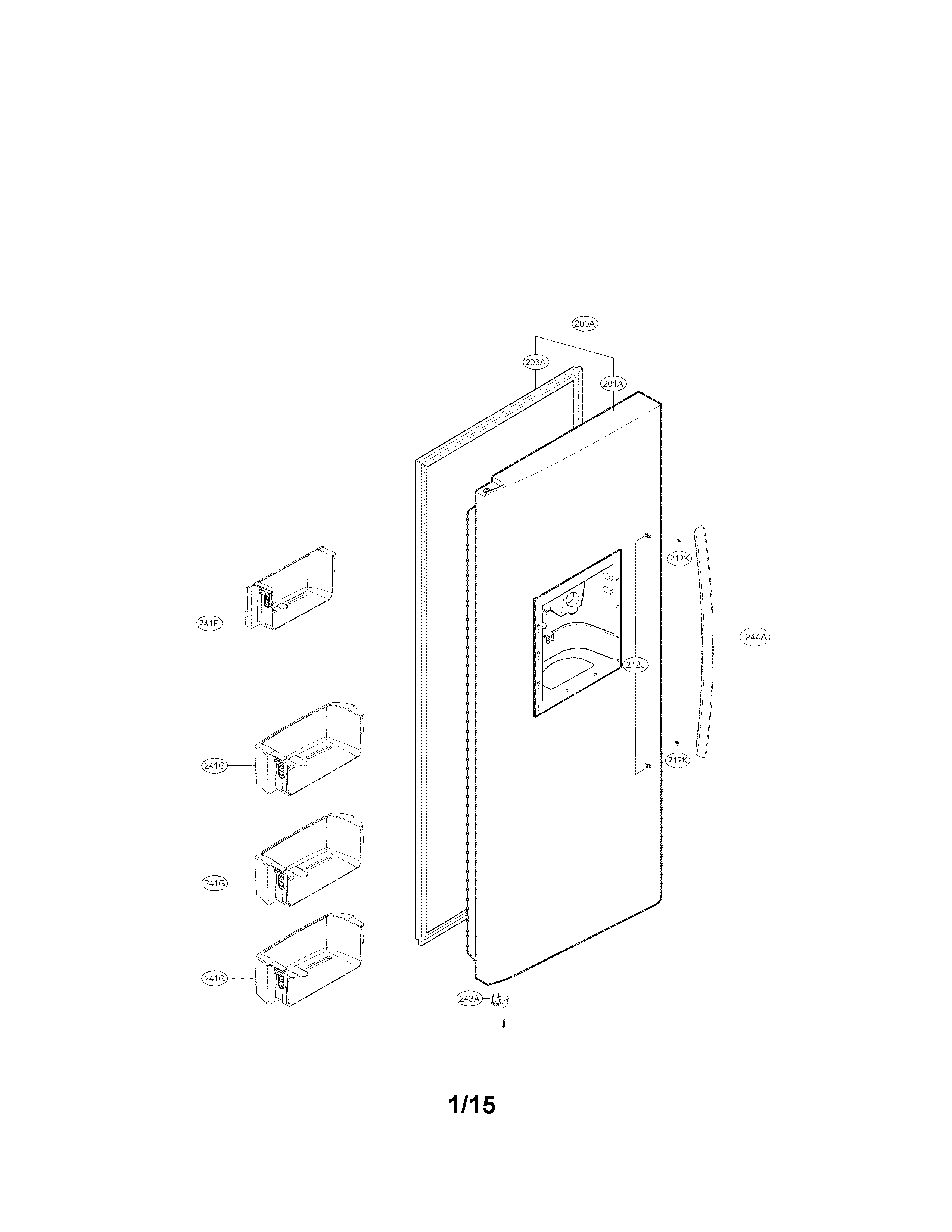 Kenmore 79551812410 freezer door parts diagram