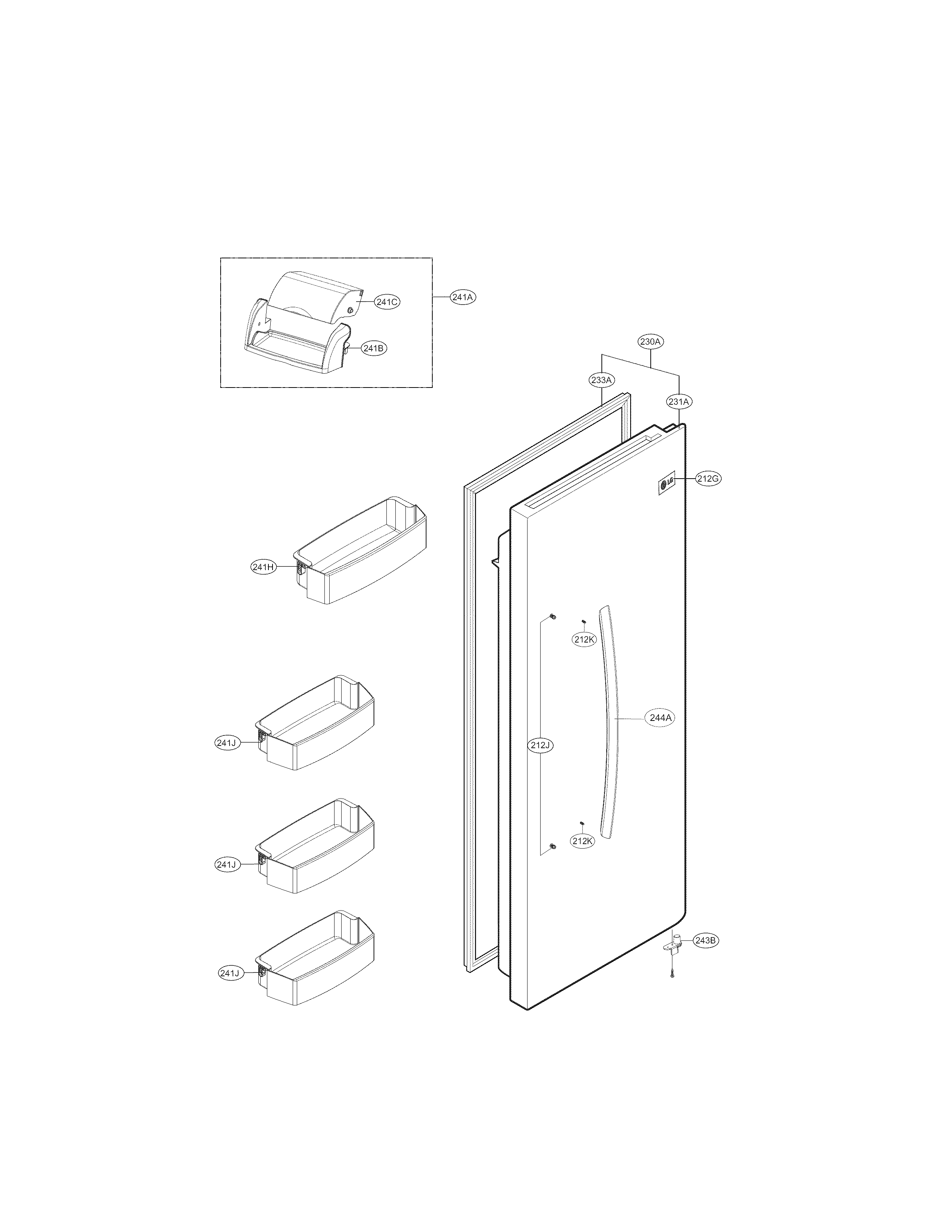 Kenmore 79551812410 refrigerator door parts diagram