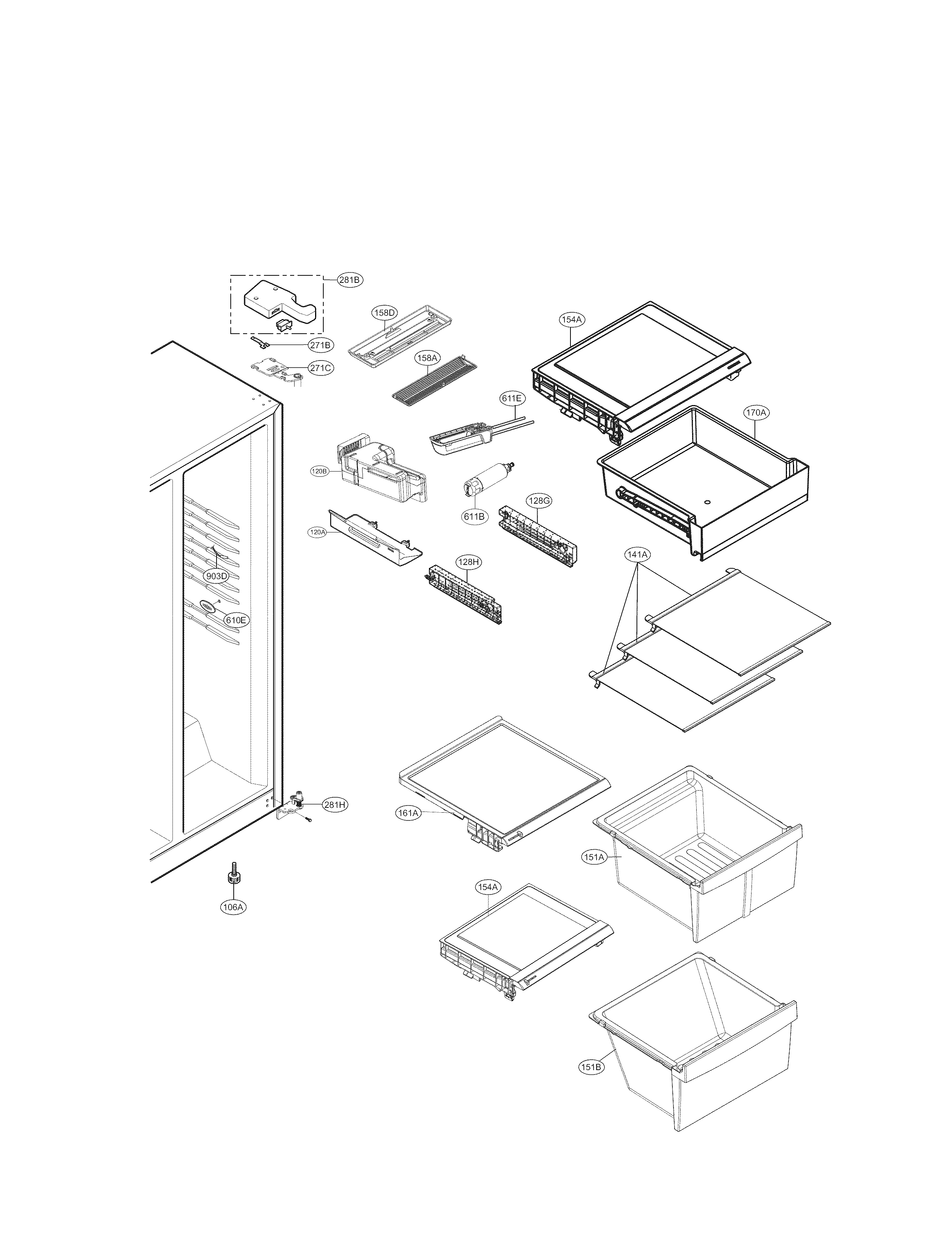 Kenmore 79551812410 refrigerator parts diagram