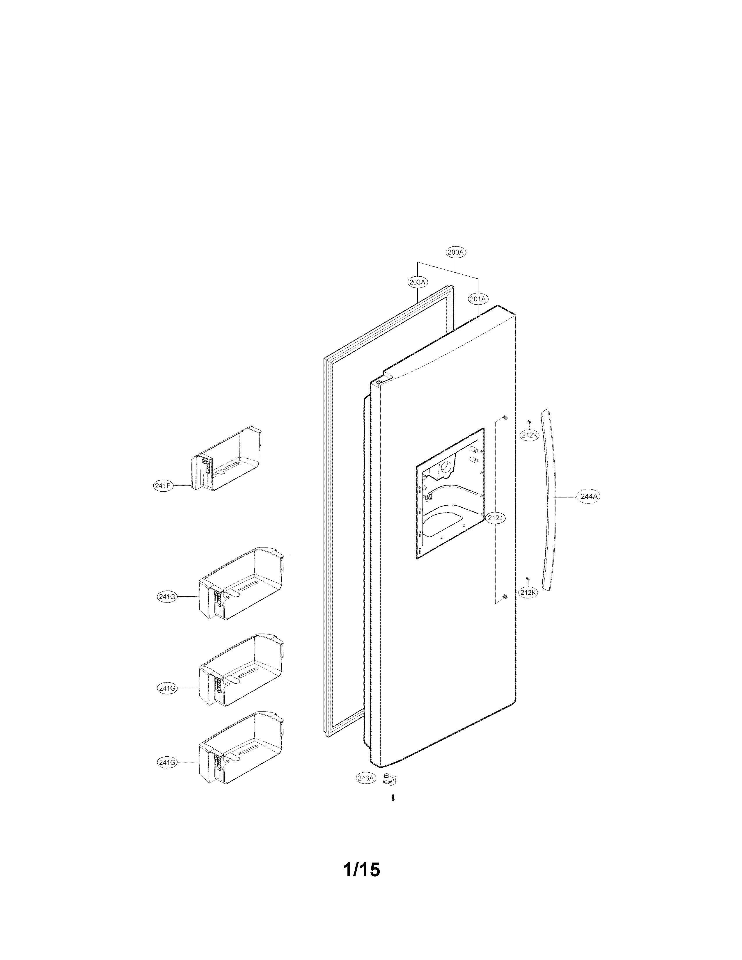 Kenmore 79551813410 freezer door parts diagram