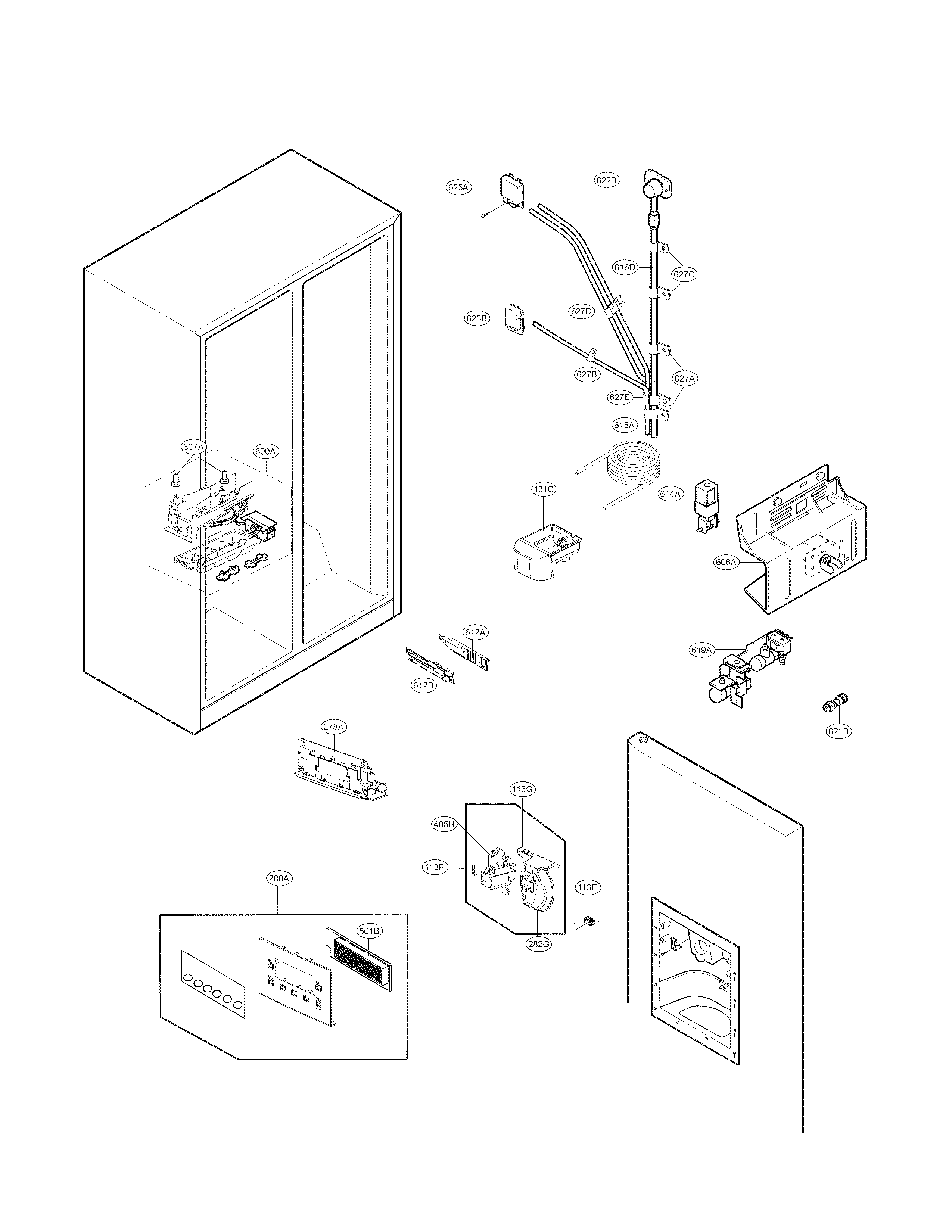 Kenmore 79551813410 ice and water parts diagram