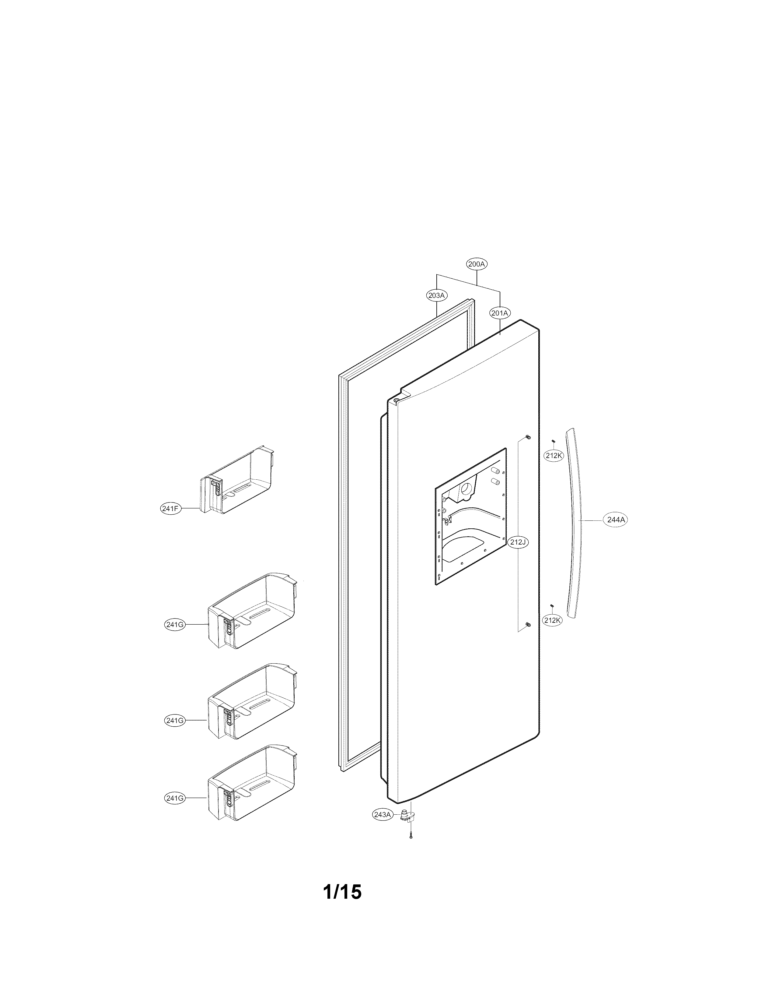 Kenmore 79551819410 freezer door parts diagram