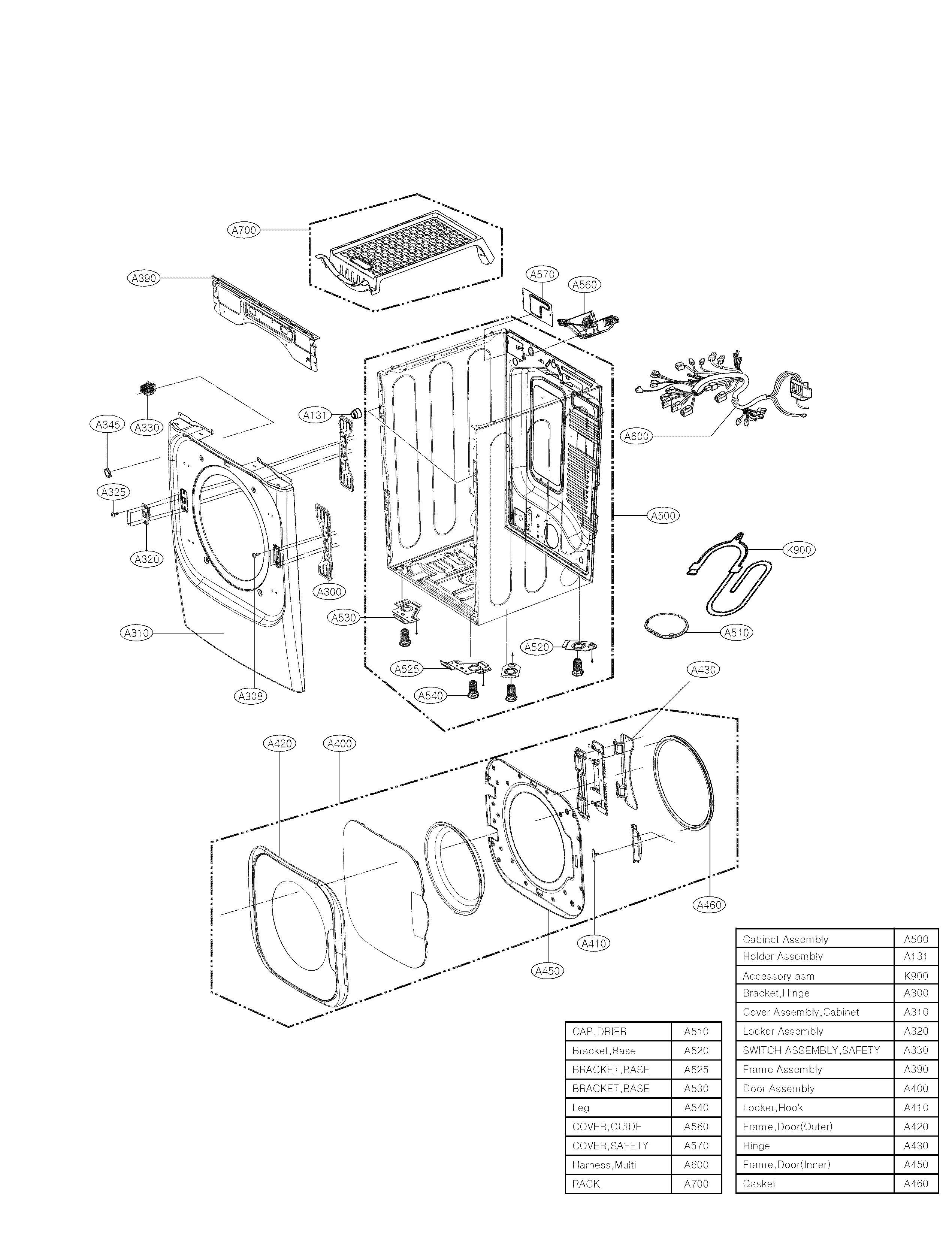 Kenmore Elite 79681593410 cabinet and door parts diagram