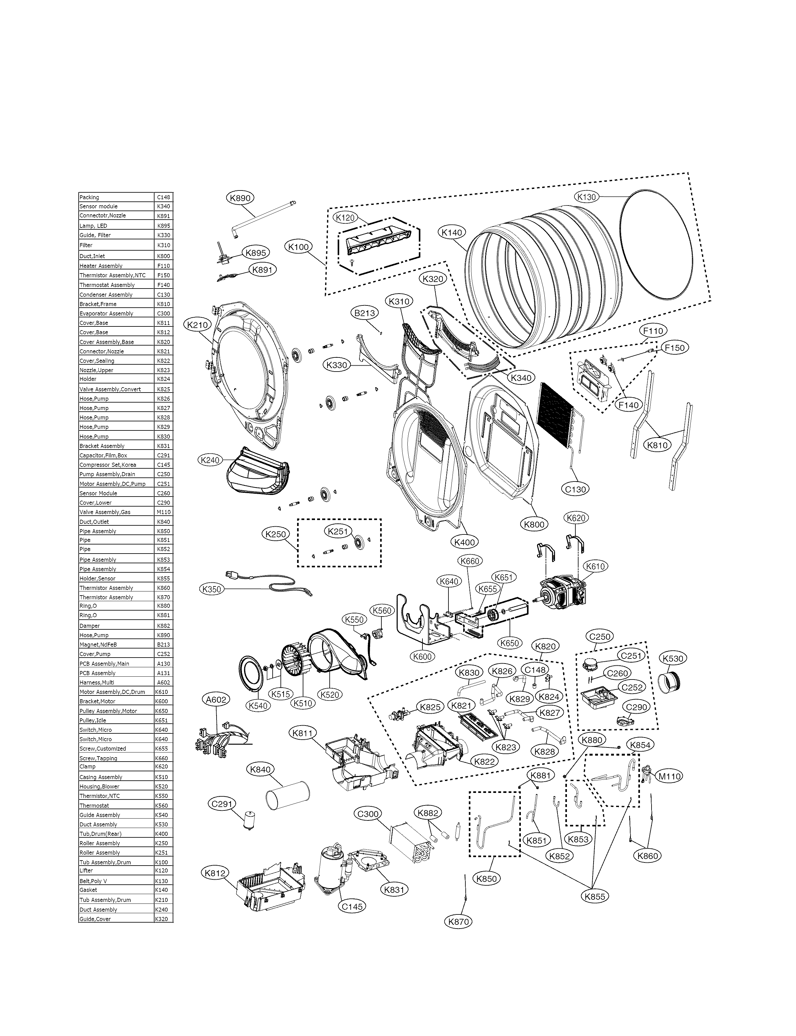 Kenmore Elite 79681593410 drum and module parts diagram