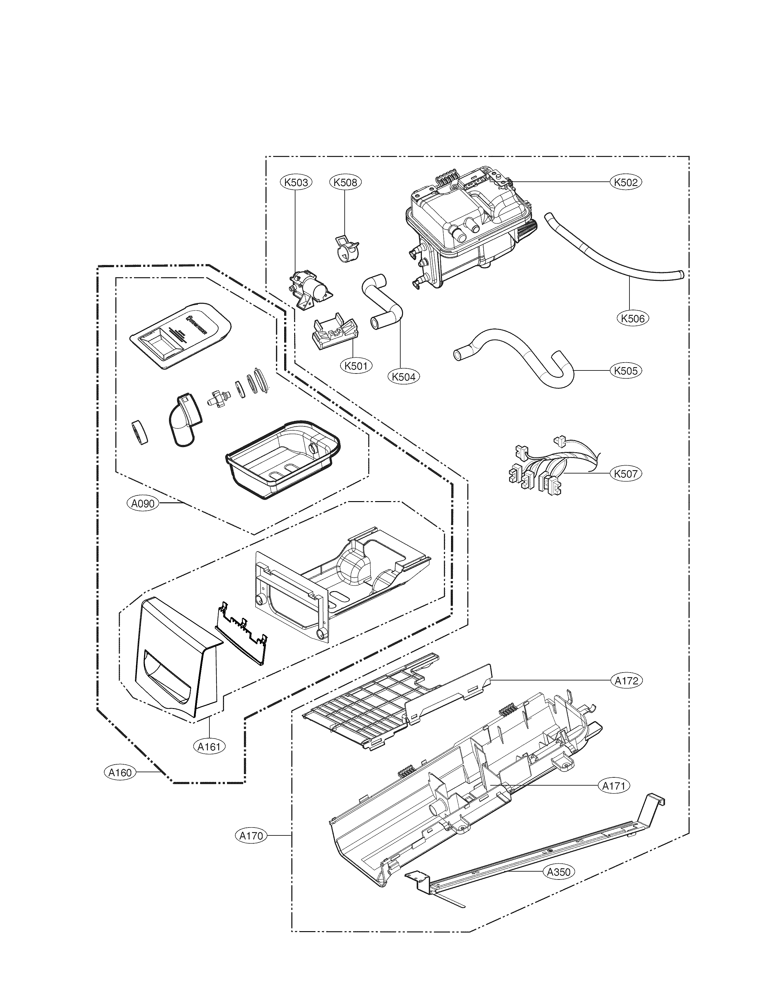 LG DLGX4271W panel drawer parts diagram