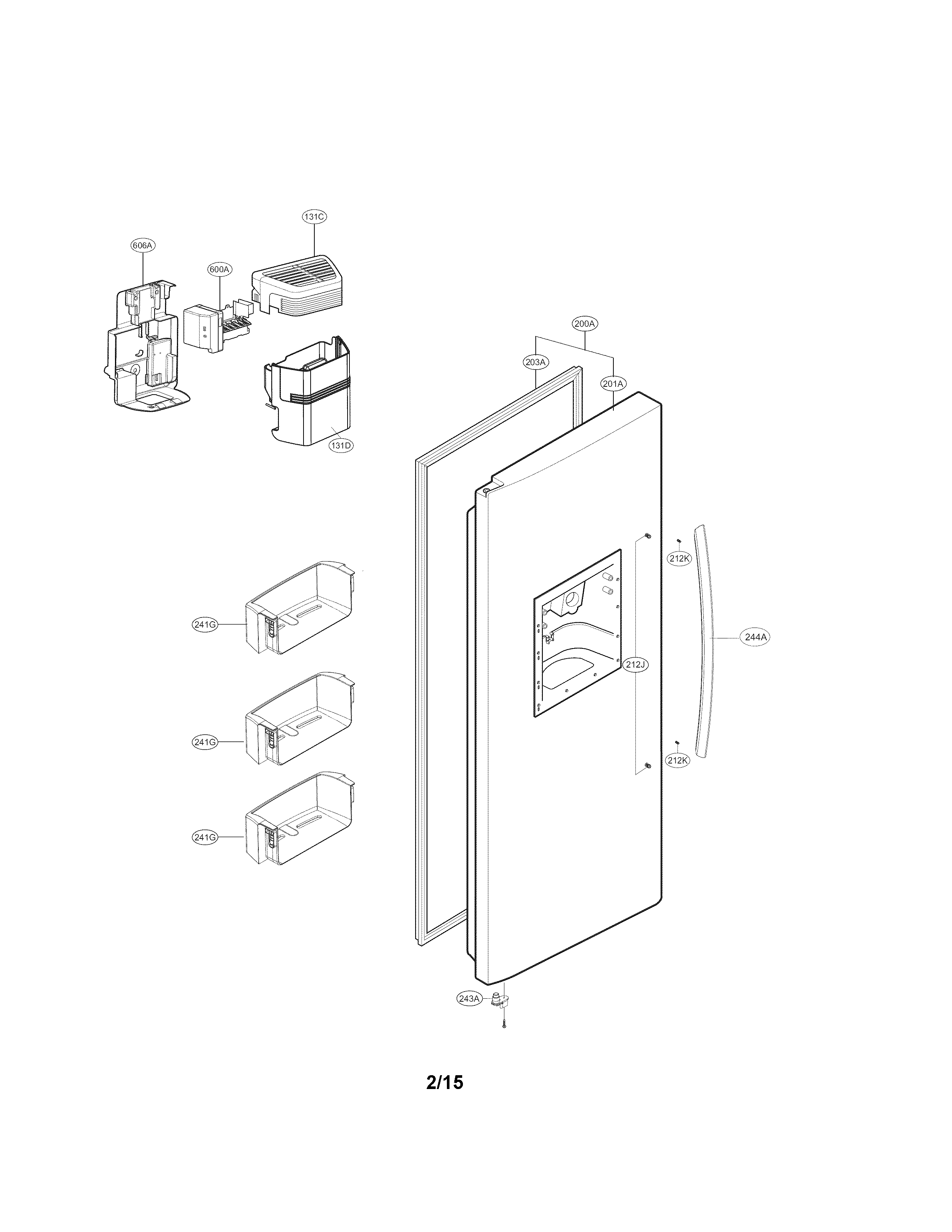 Kenmore Elite 79551822410 freezer door parts diagram