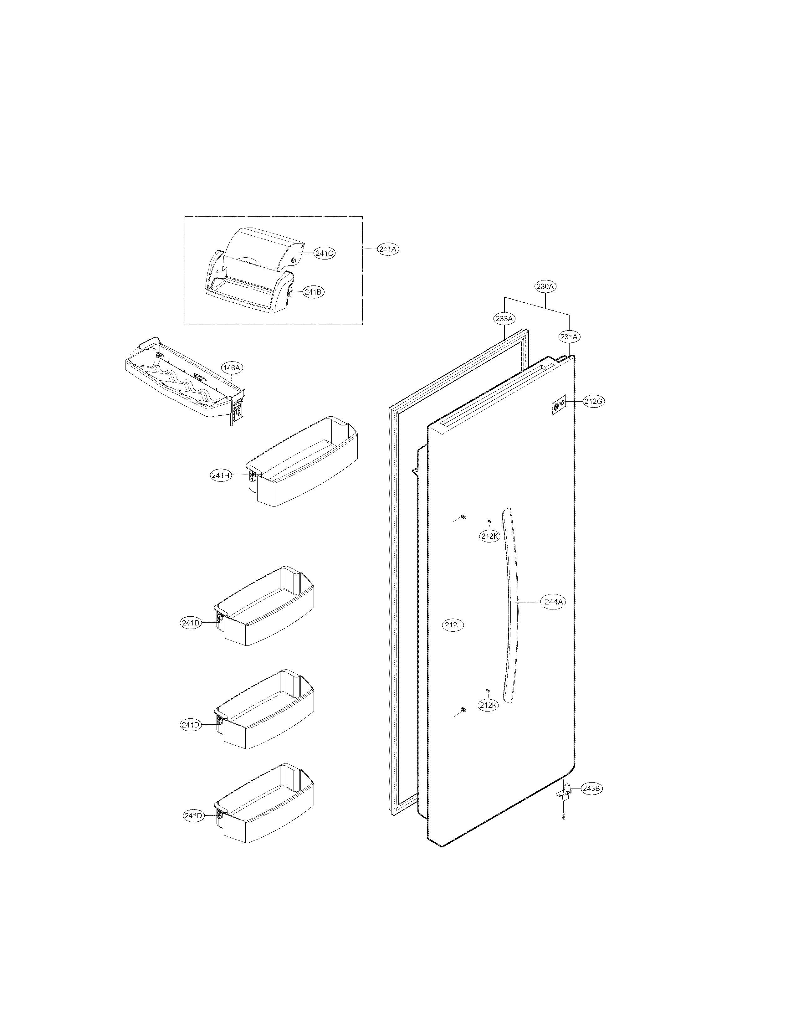 Kenmore Elite 79551822410 refrigerator door parts diagram