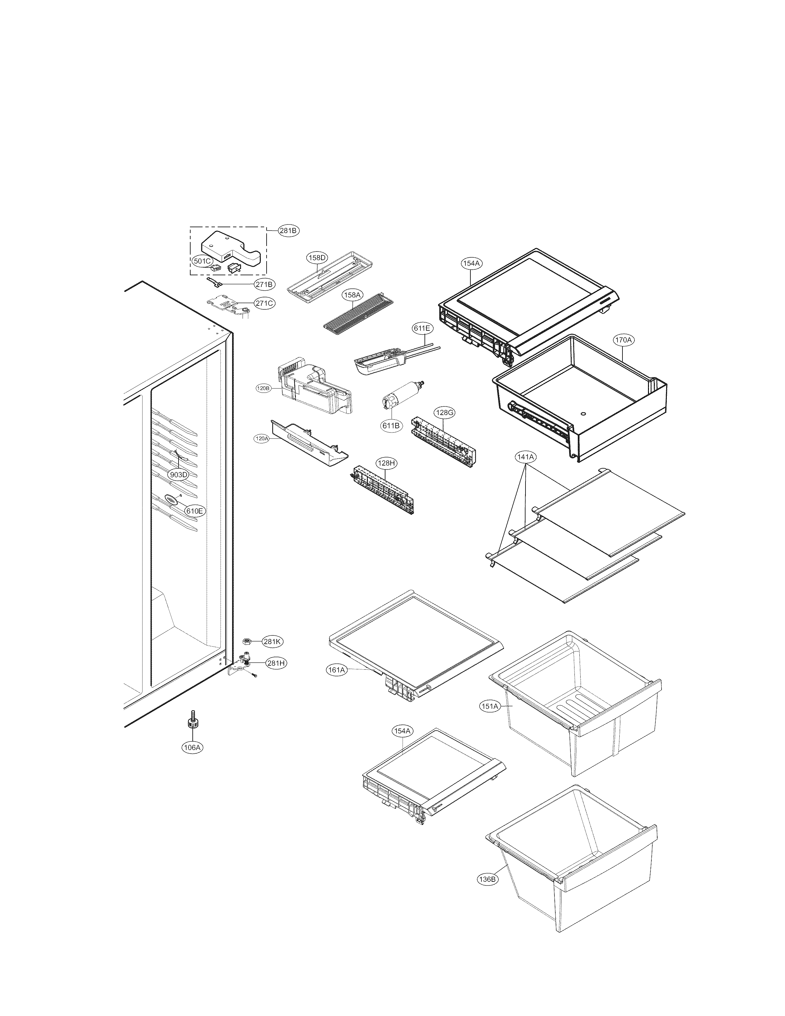 Kenmore Elite 79551823410 refrigerator parts diagram