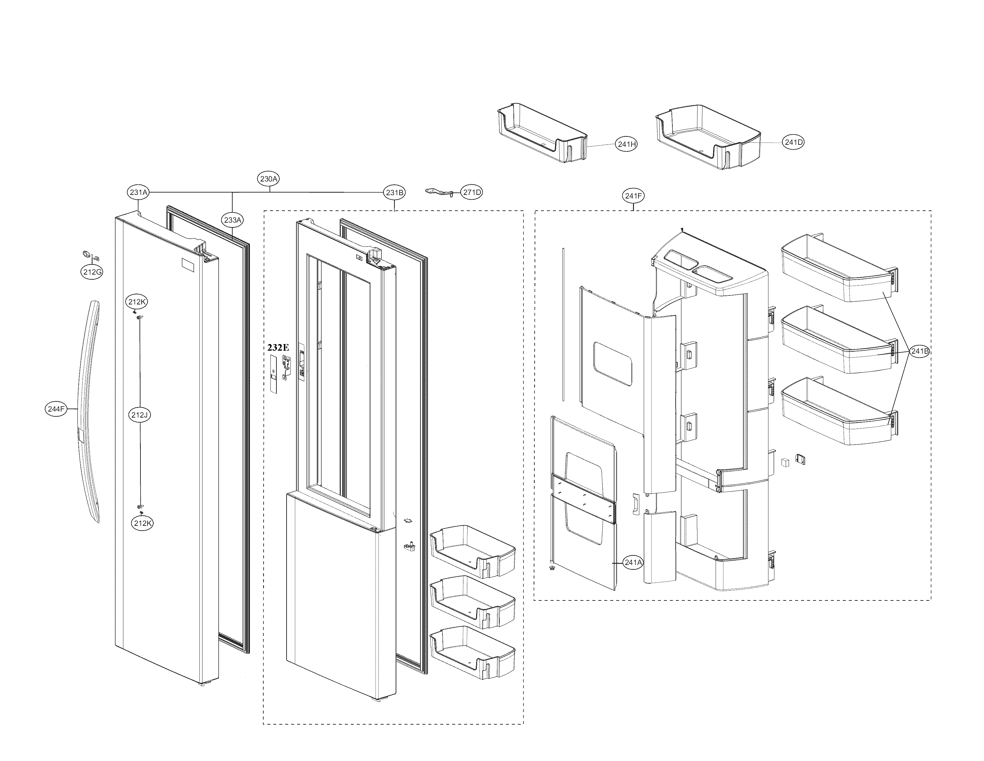 Kenmore 79551833410 refrigerator door parts diagram