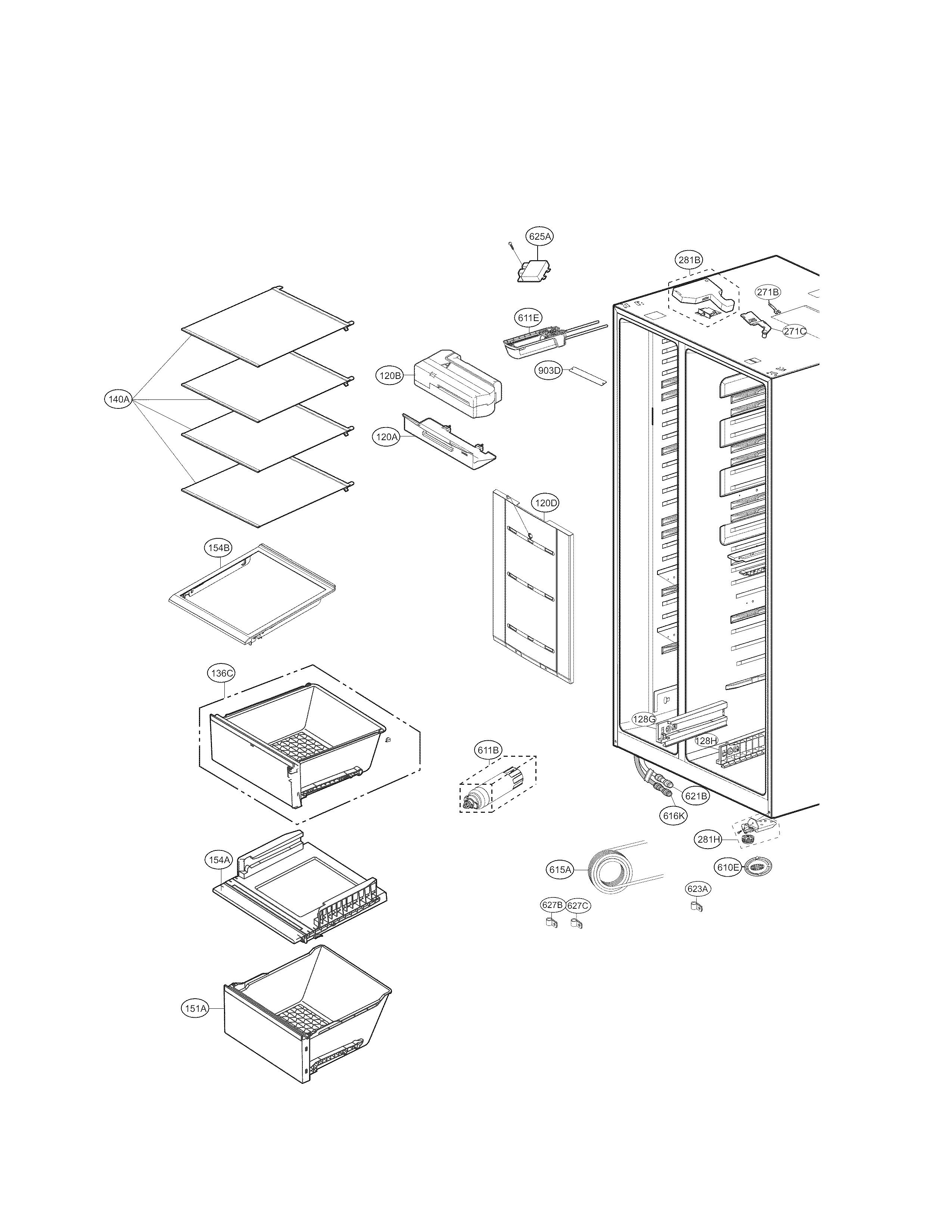 LG LSXS26386S/00 refrigerator compartment parts diagram