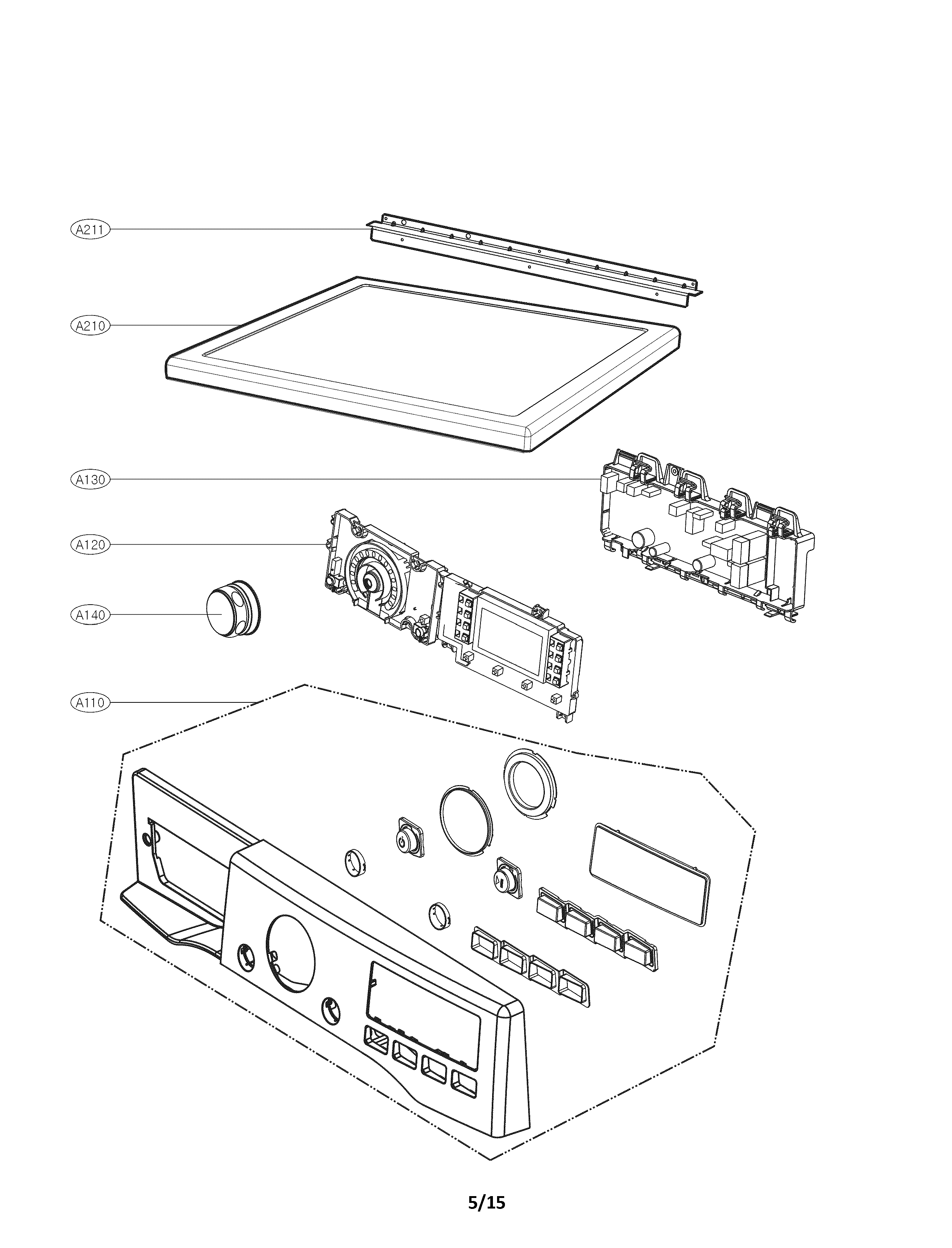 LG DLEX2650R control panel parts diagram