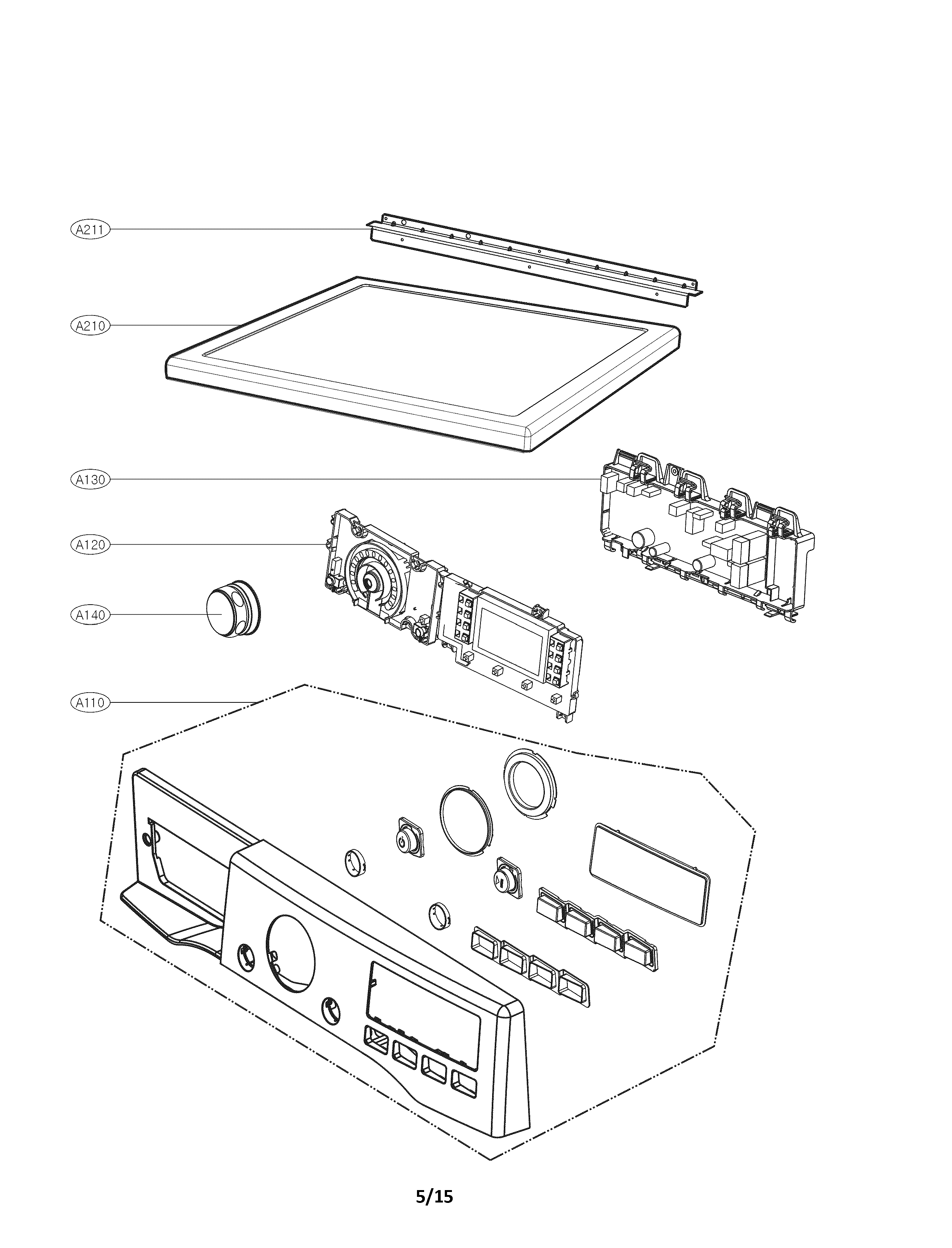 LG DLEX2650W control panel parts diagram