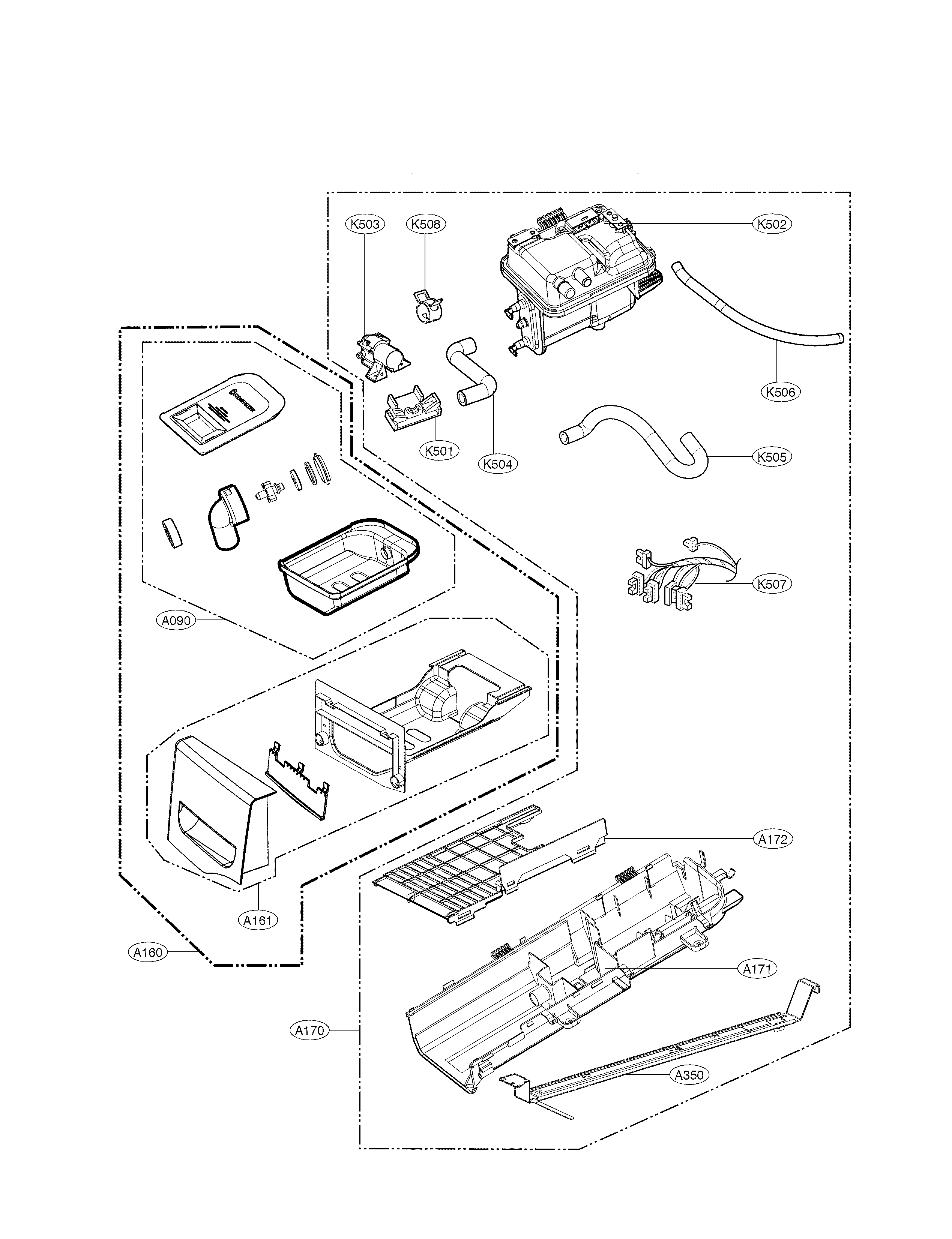 LG DLEX2650W panel drawer parts diagram