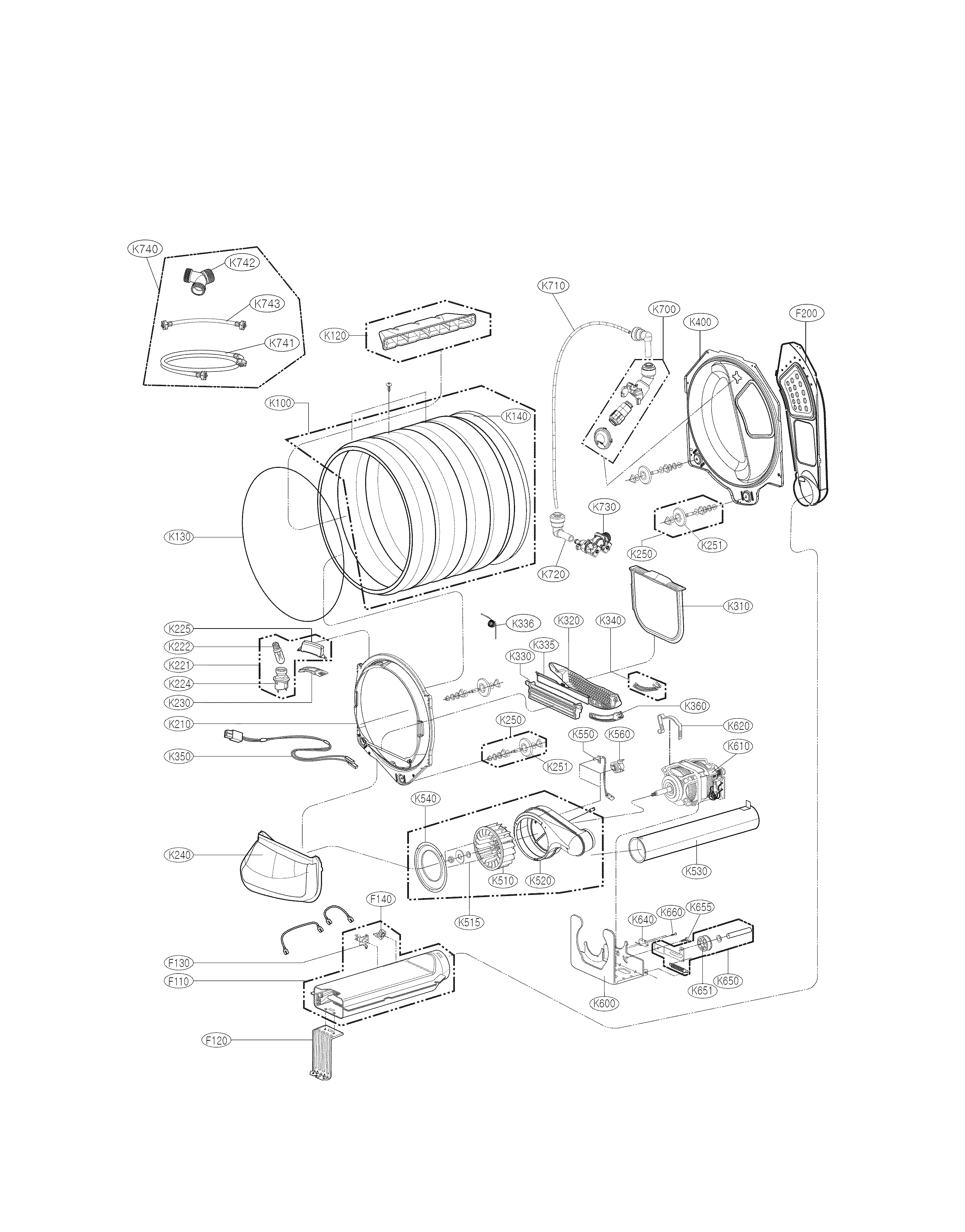 LG DLEY1701VE drum parts diagram