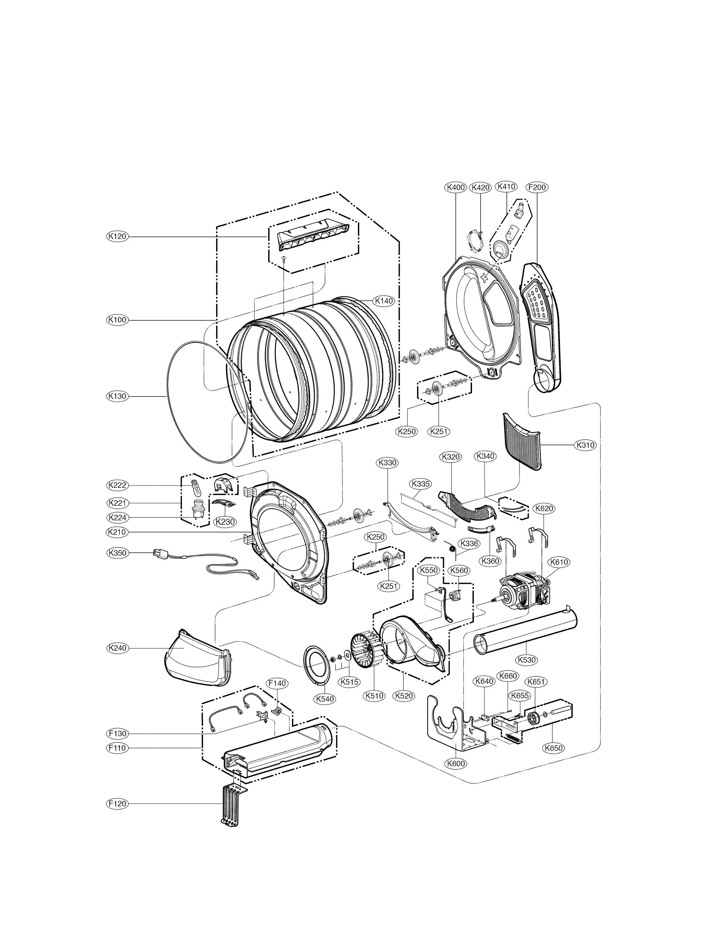 Kenmore 79681582410 drum and tub parts diagram
