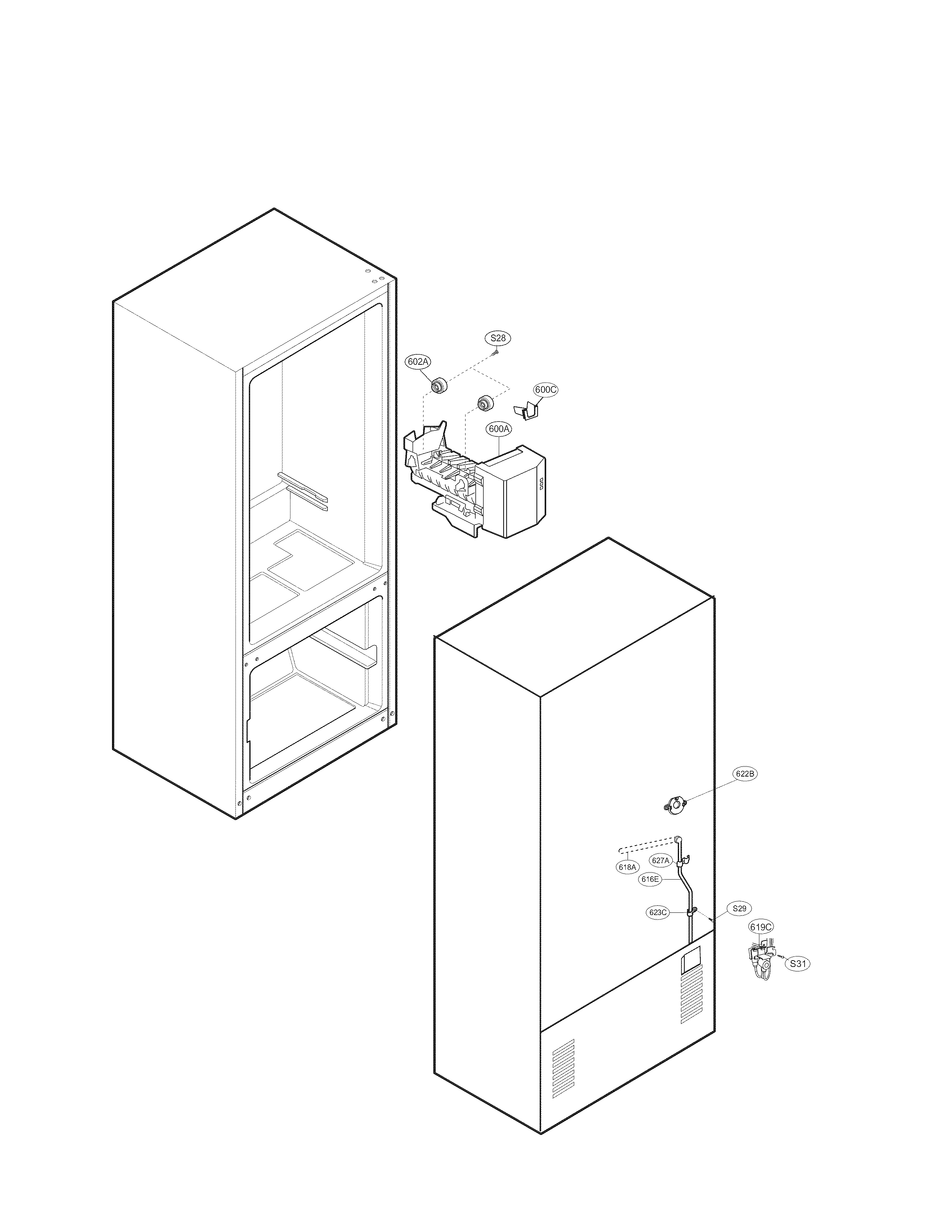 Kenmore 79578094901 ice maker parts diagram
