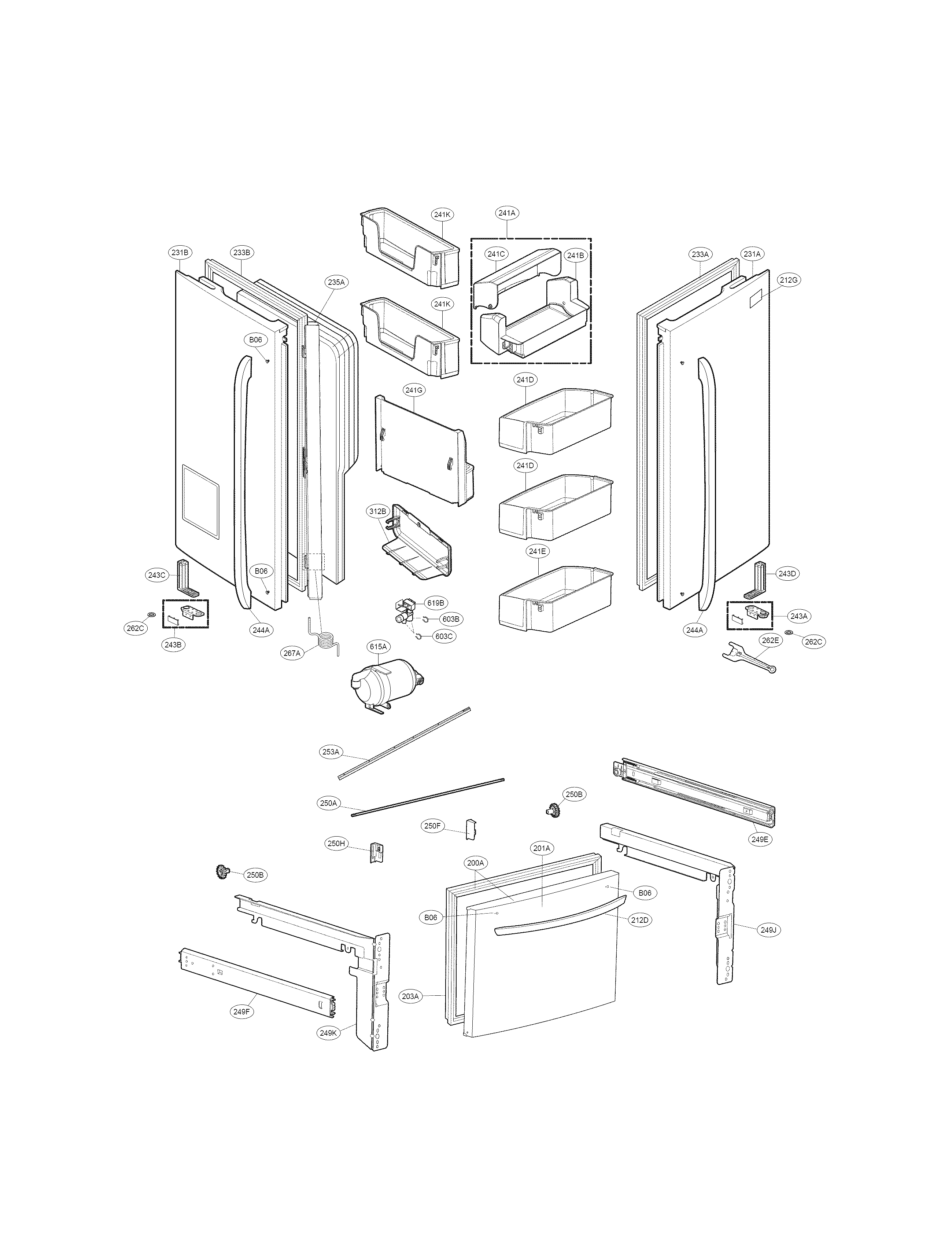 Kenmore Elite 79571059014 door parts diagram
